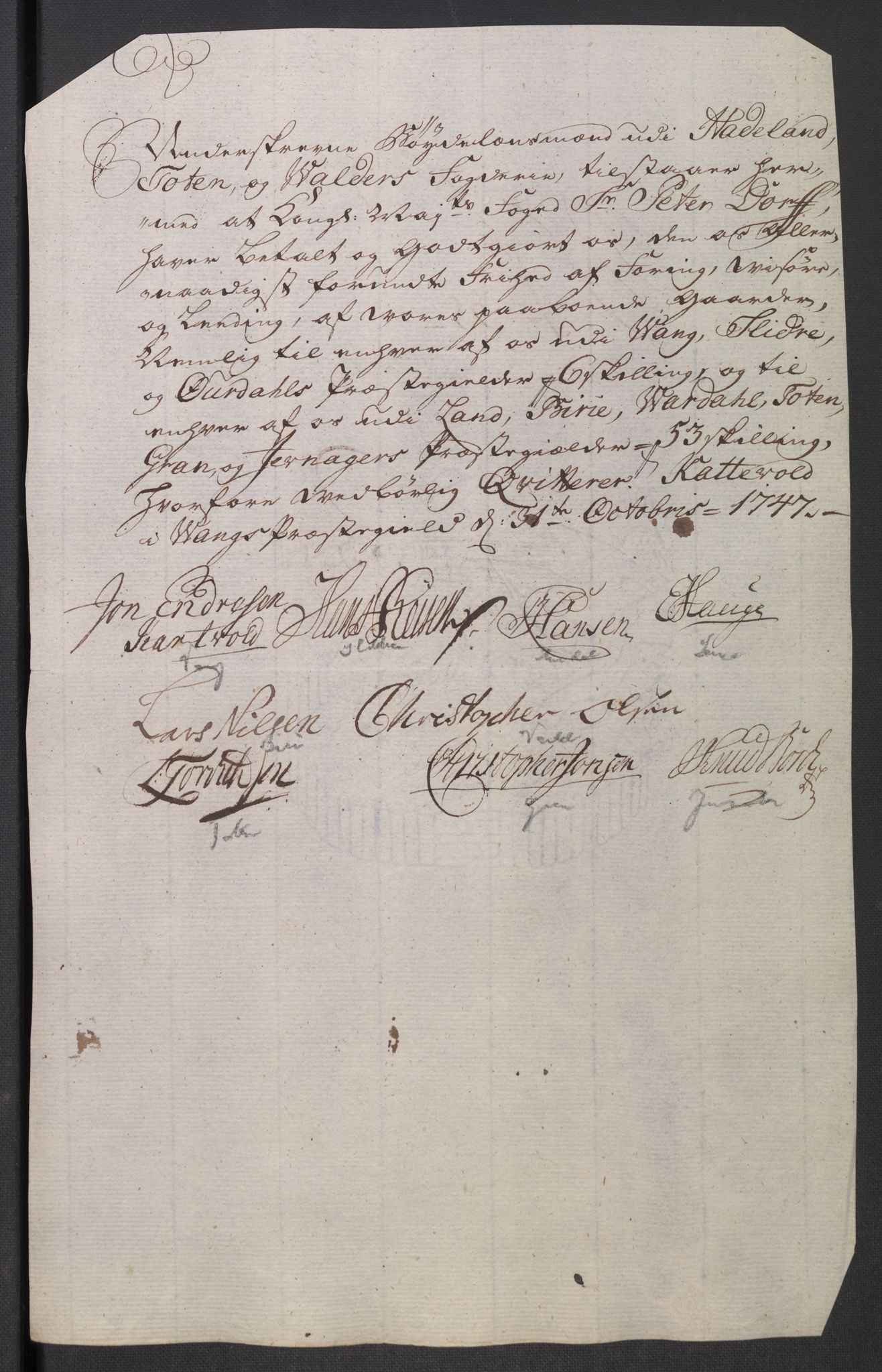 Rentekammeret inntil 1814, Reviderte regnskaper, Fogderegnskap, RA/EA-4092/R18/L1346: Fogderegnskap Hadeland, Toten og Valdres, 1747-1748, s. 178