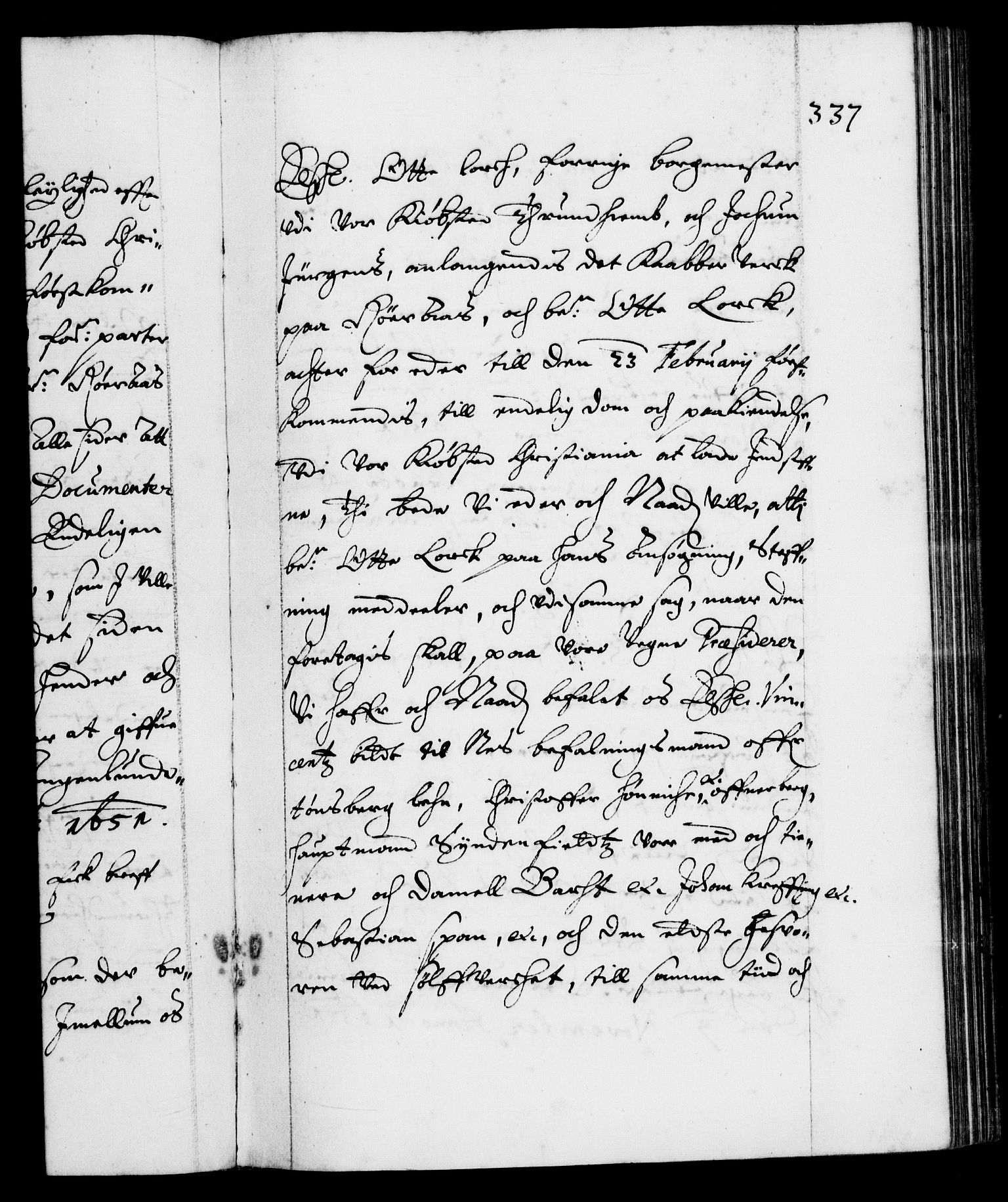 Danske Kanselli 1572-1799, AV/RA-EA-3023/F/Fc/Fca/Fcab/L0008: Norske tegnelser (mikrofilm), 1648-1652, s. 337a