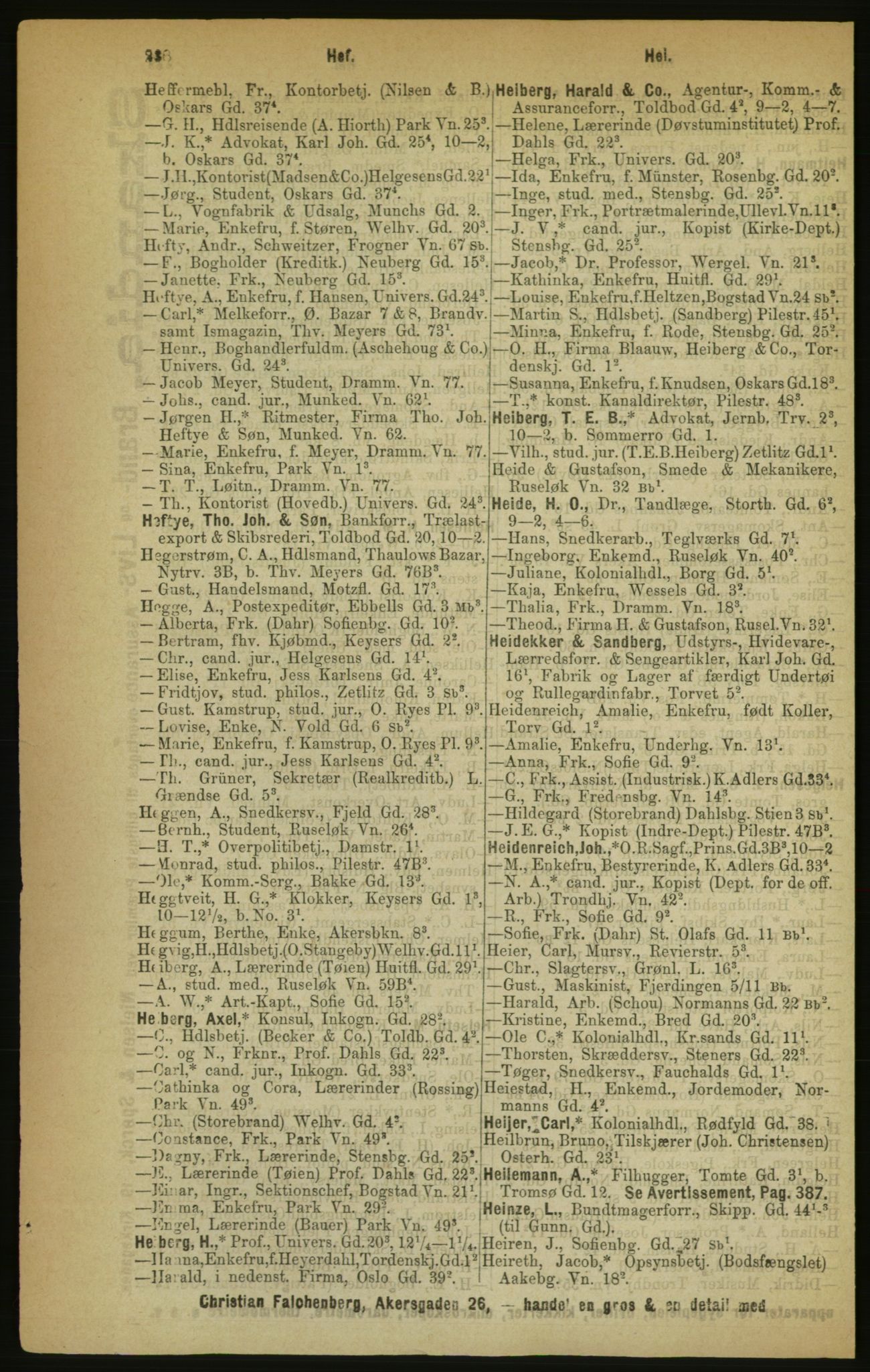 Kristiania/Oslo adressebok, PUBL/-, 1888, s. 238