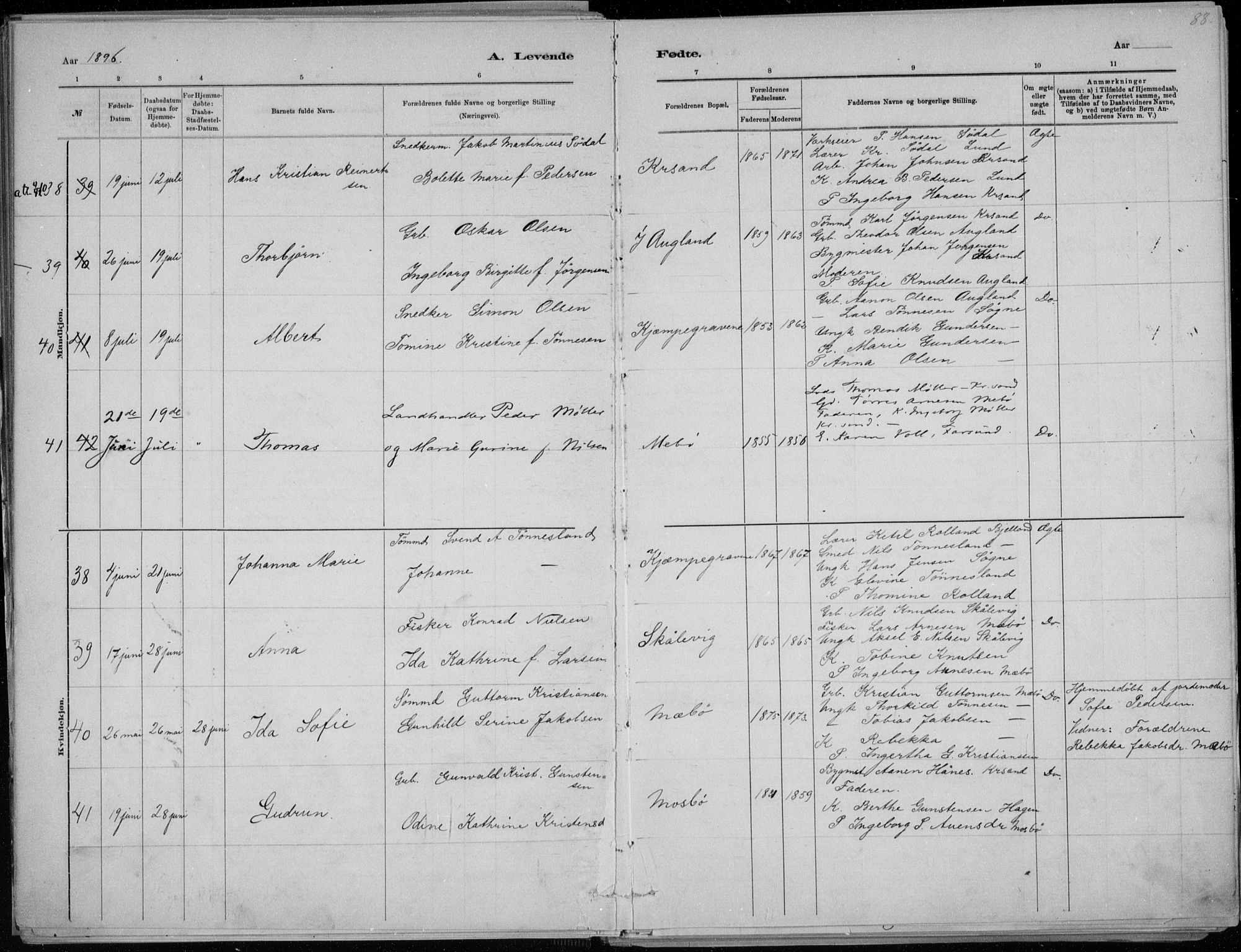 Oddernes sokneprestkontor, AV/SAK-1111-0033/F/Fa/Faa/L0009: Ministerialbok nr. A 9, 1884-1896, s. 88