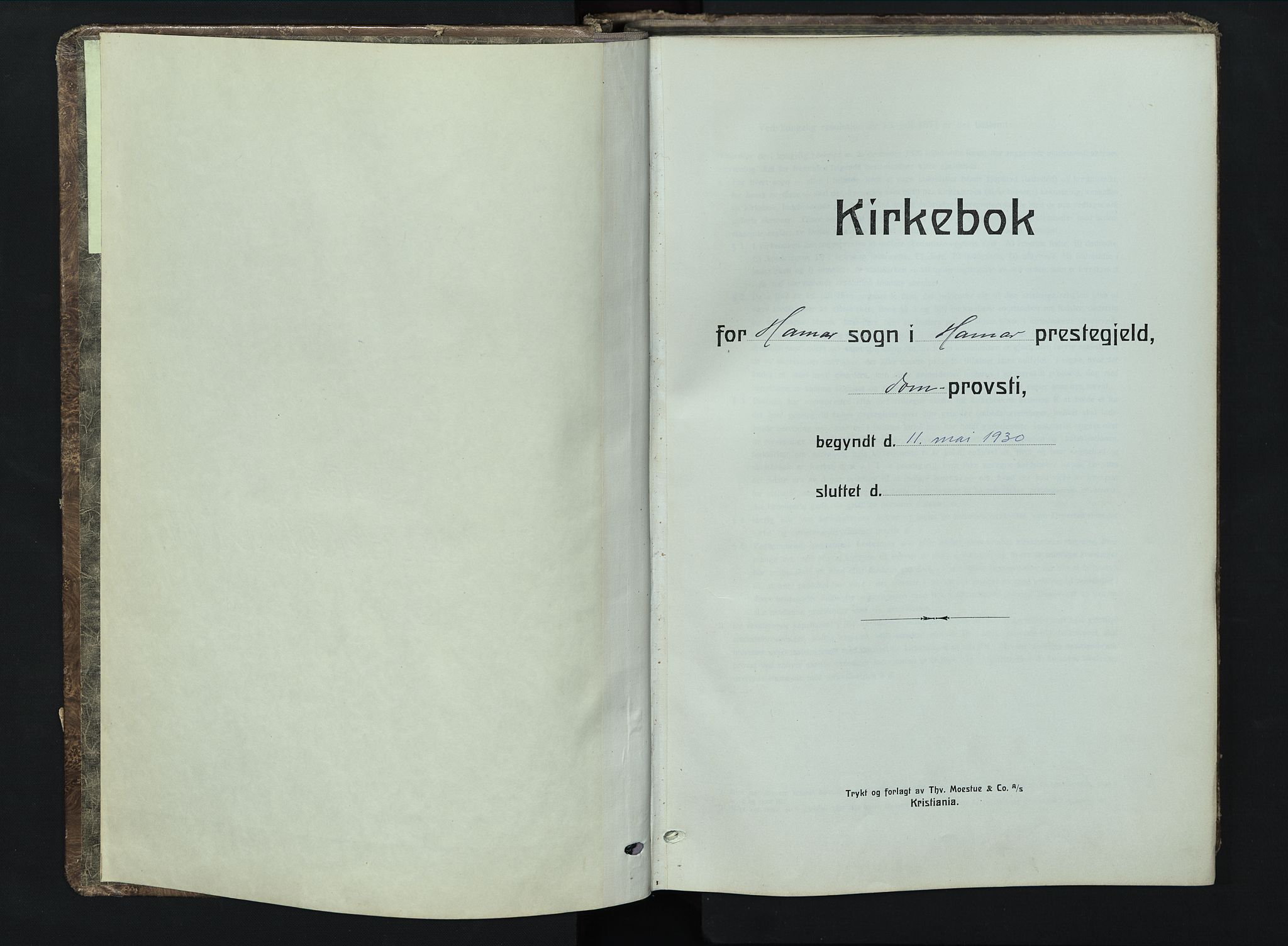 Hamar prestekontor, SAH/DOMPH-002/H/Ha/Hab/L0005: Klokkerbok nr. 5, 1930-1955