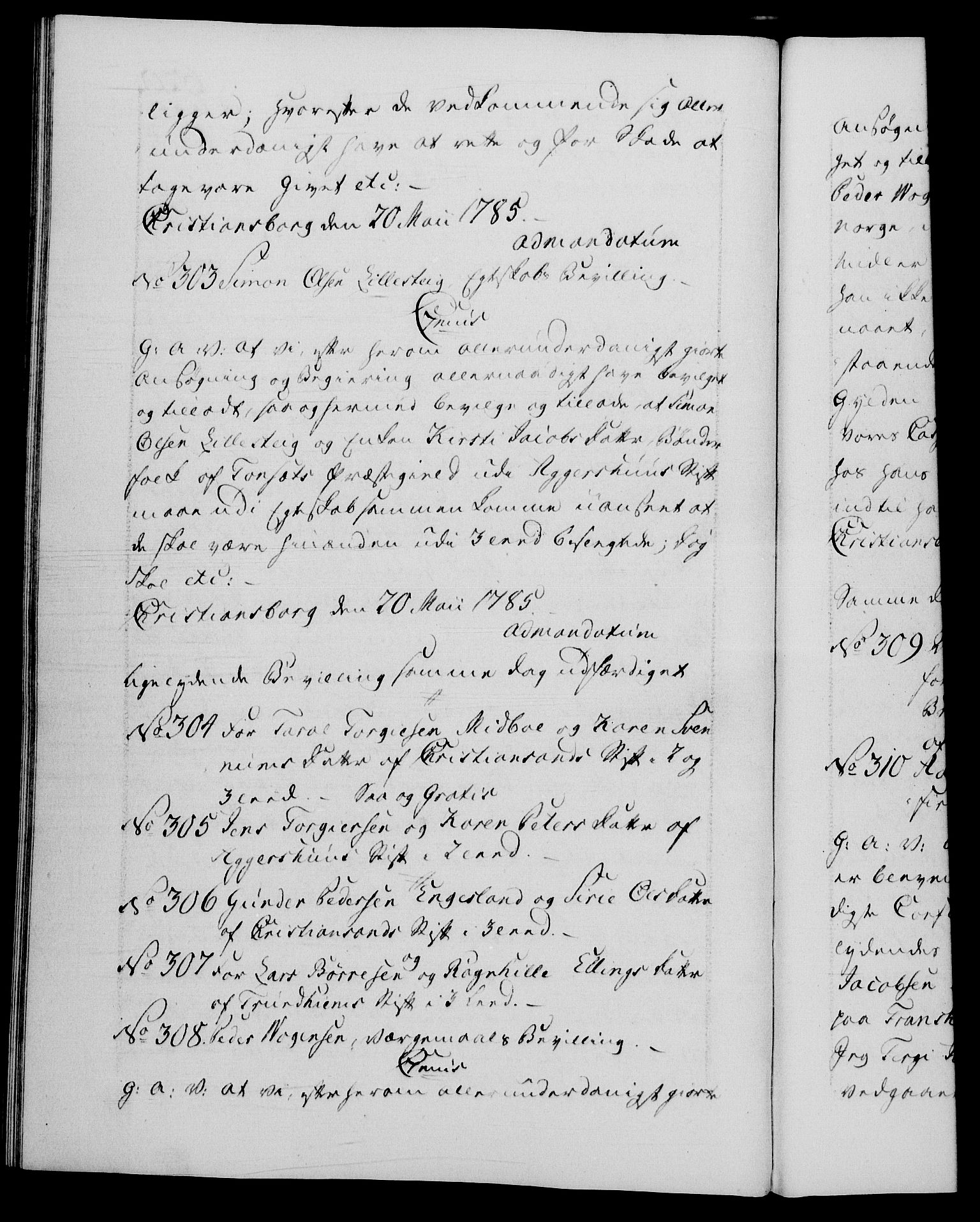 Danske Kanselli 1572-1799, RA/EA-3023/F/Fc/Fca/Fcaa/L0050: Norske registre, 1784-1785, s. 620b