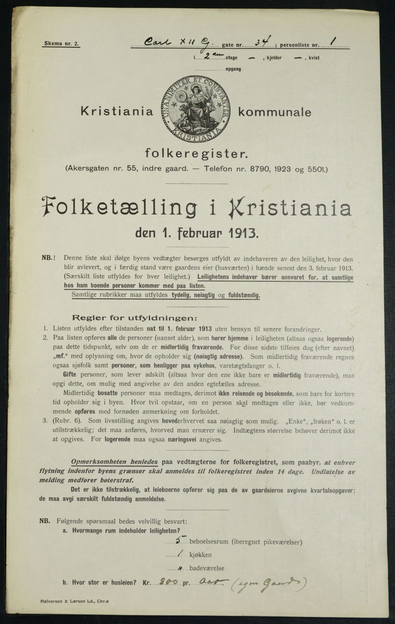 OBA, Kommunal folketelling 1.2.1913 for Kristiania, 1913, s. 48414