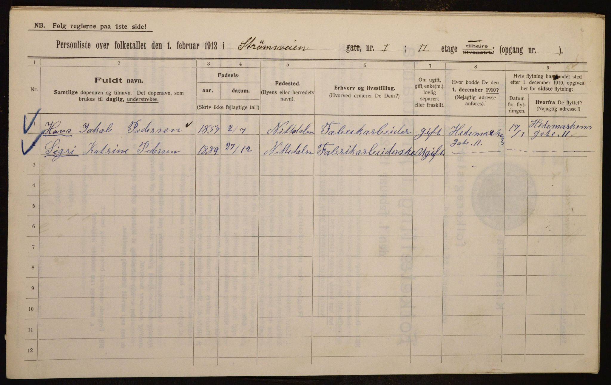 OBA, Kommunal folketelling 1.2.1912 for Kristiania, 1912, s. 103962