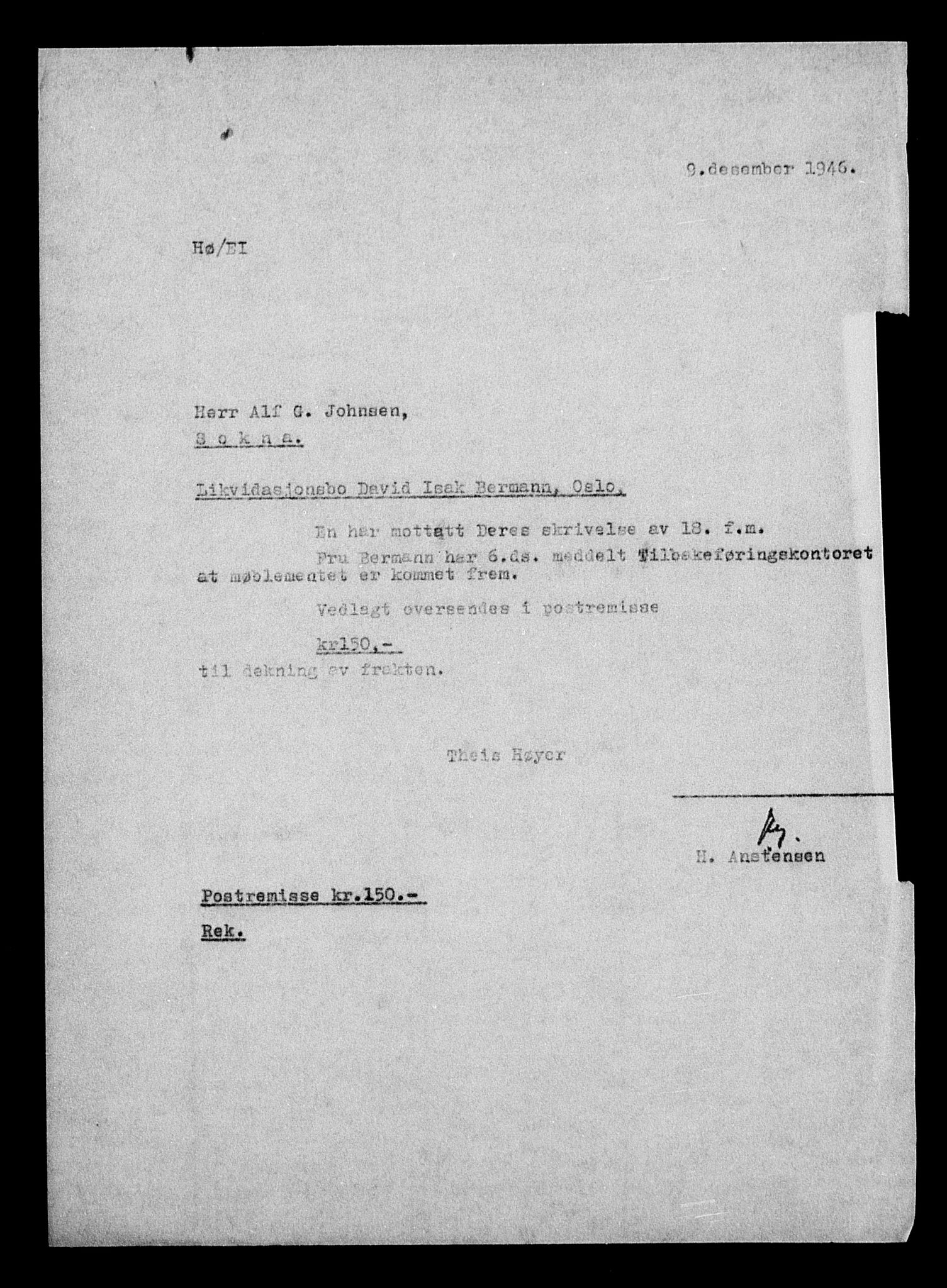 Justisdepartementet, Tilbakeføringskontoret for inndratte formuer, AV/RA-S-1564/H/Hc/Hcc/L0921: --, 1945-1947, s. 197