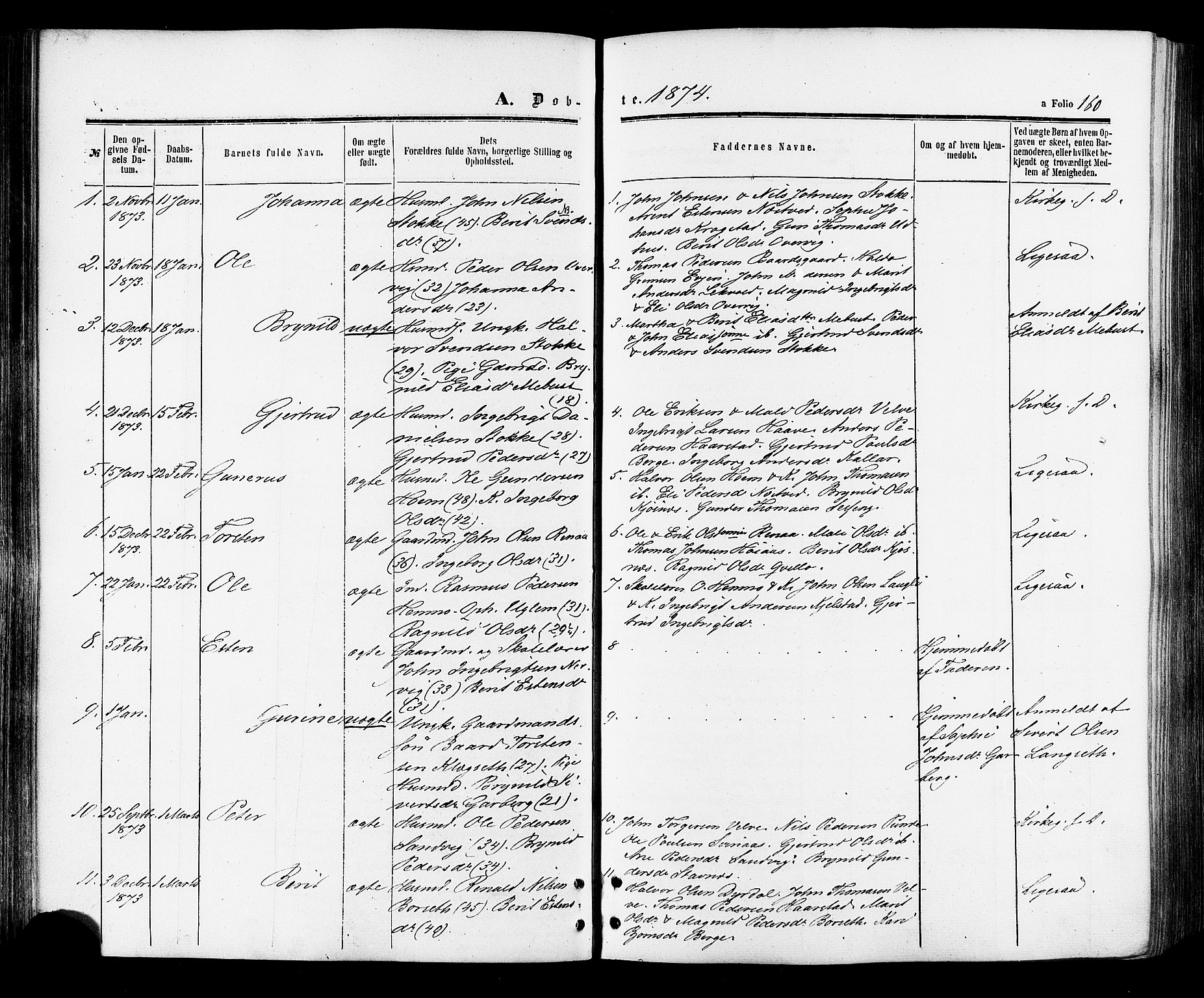 Ministerialprotokoller, klokkerbøker og fødselsregistre - Sør-Trøndelag, SAT/A-1456/695/L1147: Ministerialbok nr. 695A07, 1860-1877, s. 160