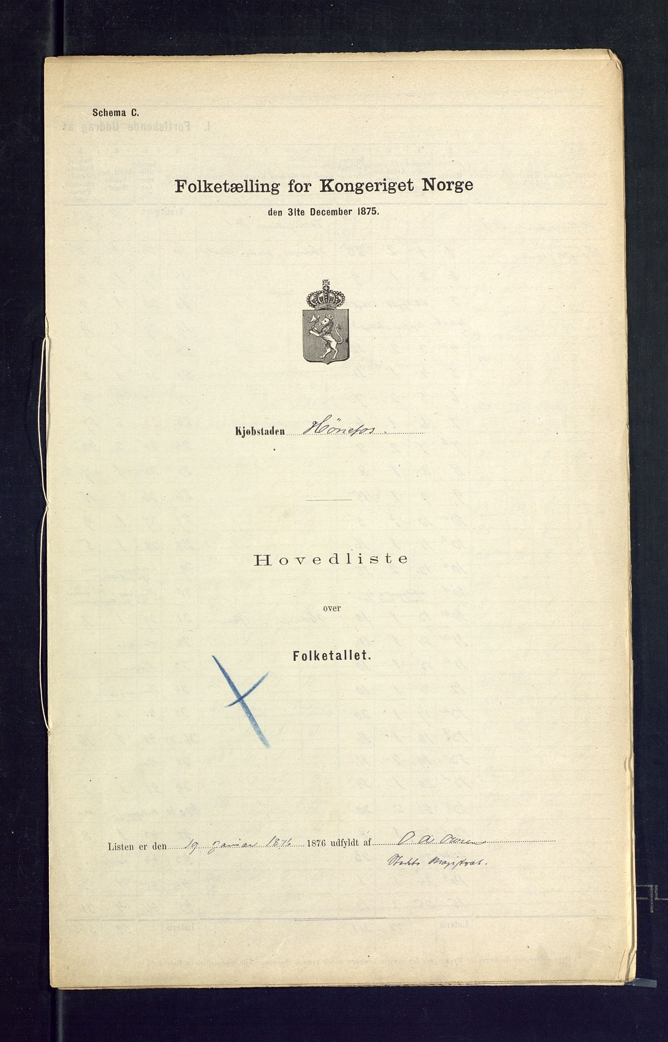 SAKO, Folketelling 1875 for 0601B Norderhov prestegjeld, Hønefoss kjøpstad, 1875, s. 1