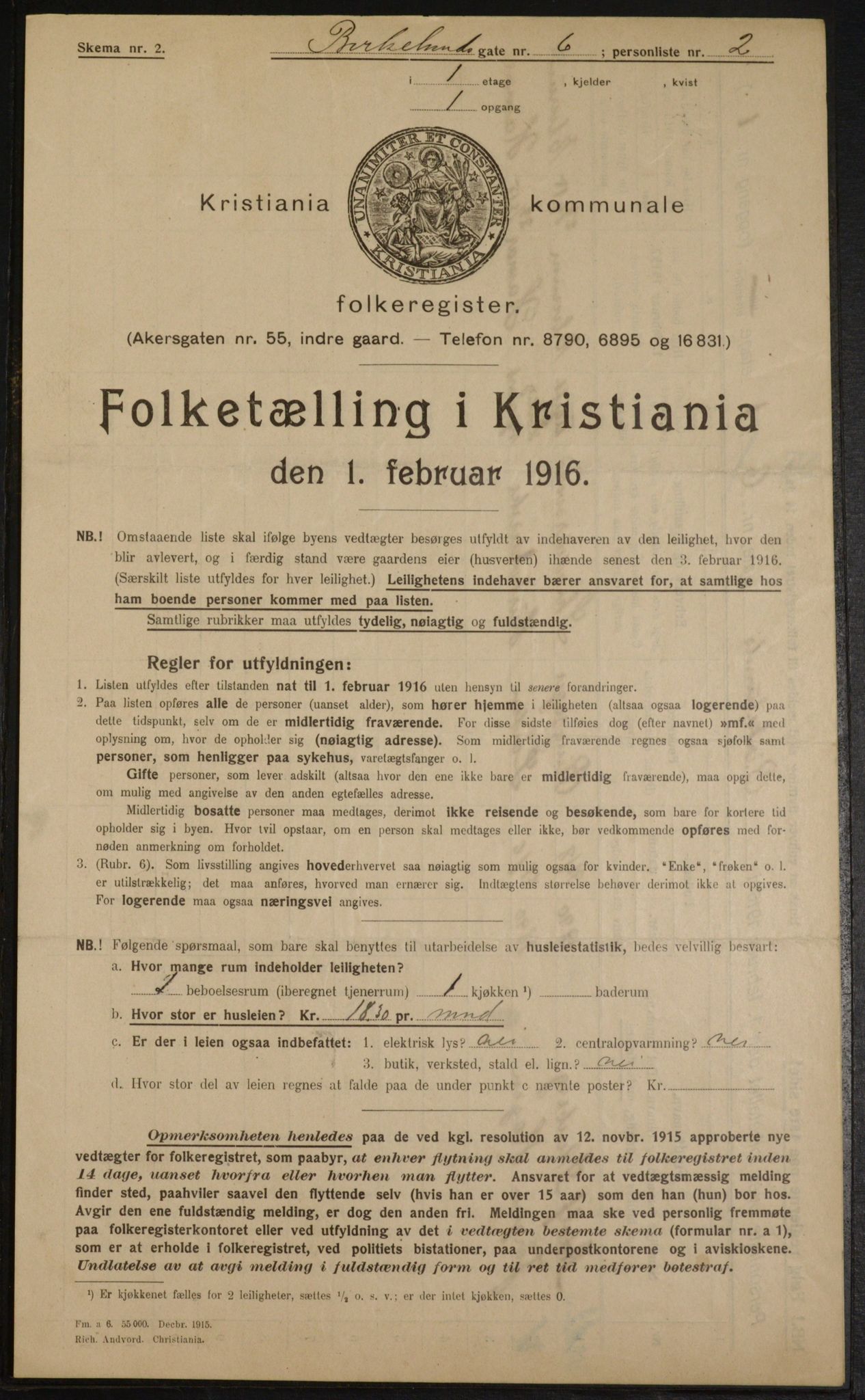 OBA, Kommunal folketelling 1.2.1916 for Kristiania, 1916, s. 5251