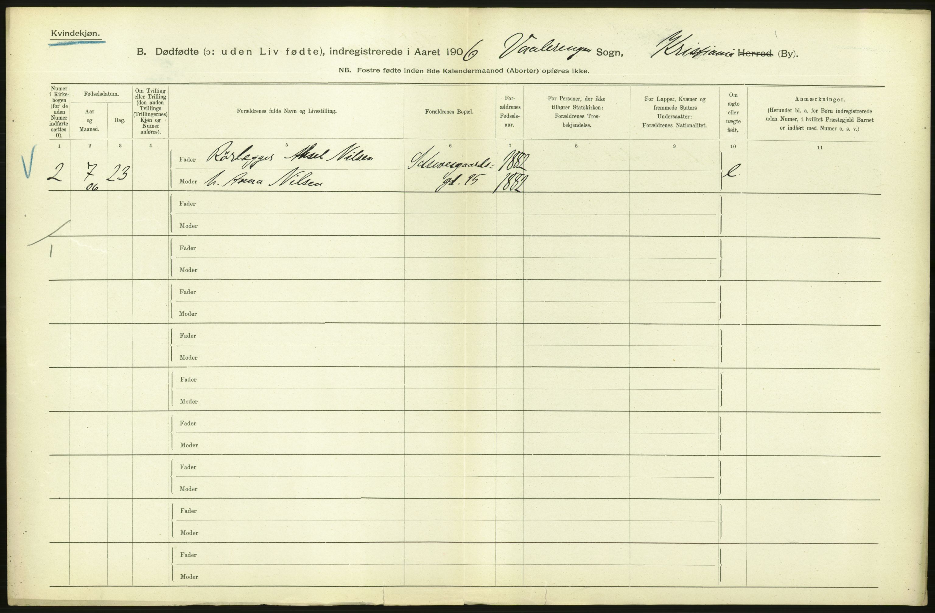 Statistisk sentralbyrå, Sosiodemografiske emner, Befolkning, RA/S-2228/D/Df/Dfa/Dfad/L0010: Kristiania: Døde, dødfødte, 1906, s. 52