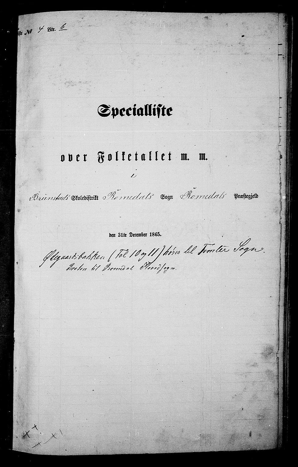 RA, Folketelling 1865 for 0416P Romedal prestegjeld, 1865, s. 105