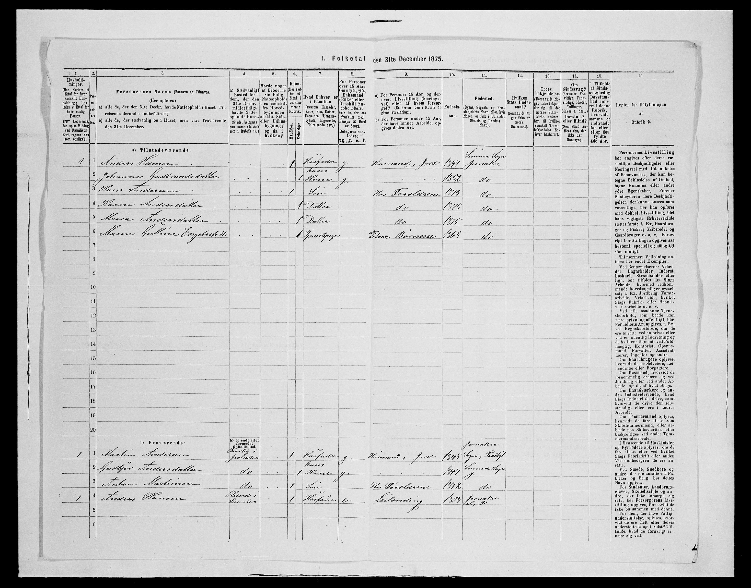 SAH, Folketelling 1875 for 0532P Jevnaker prestegjeld, 1875, s. 1140
