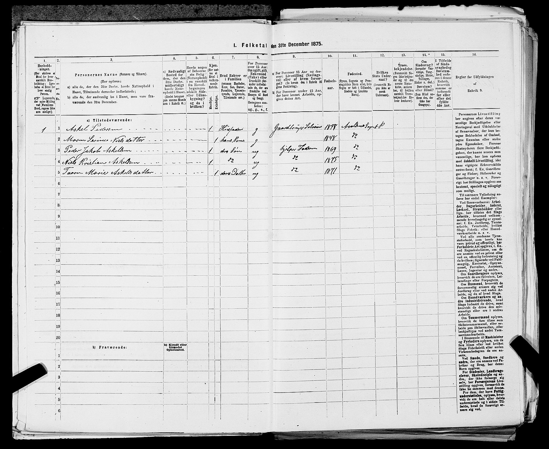 SAST, Folketelling 1875 for 1147L Avaldsnes prestegjeld, Avaldsnes sokn og Kopervik landsokn, 1875, s. 933