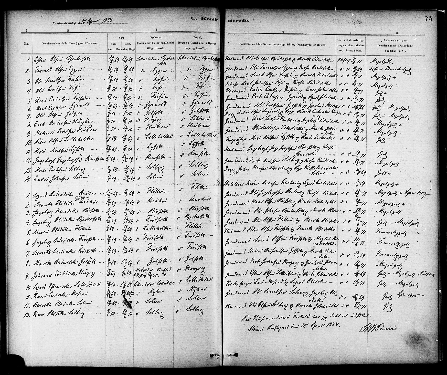 Ministerialprotokoller, klokkerbøker og fødselsregistre - Sør-Trøndelag, AV/SAT-A-1456/689/L1040: Ministerialbok nr. 689A05, 1878-1890, s. 75