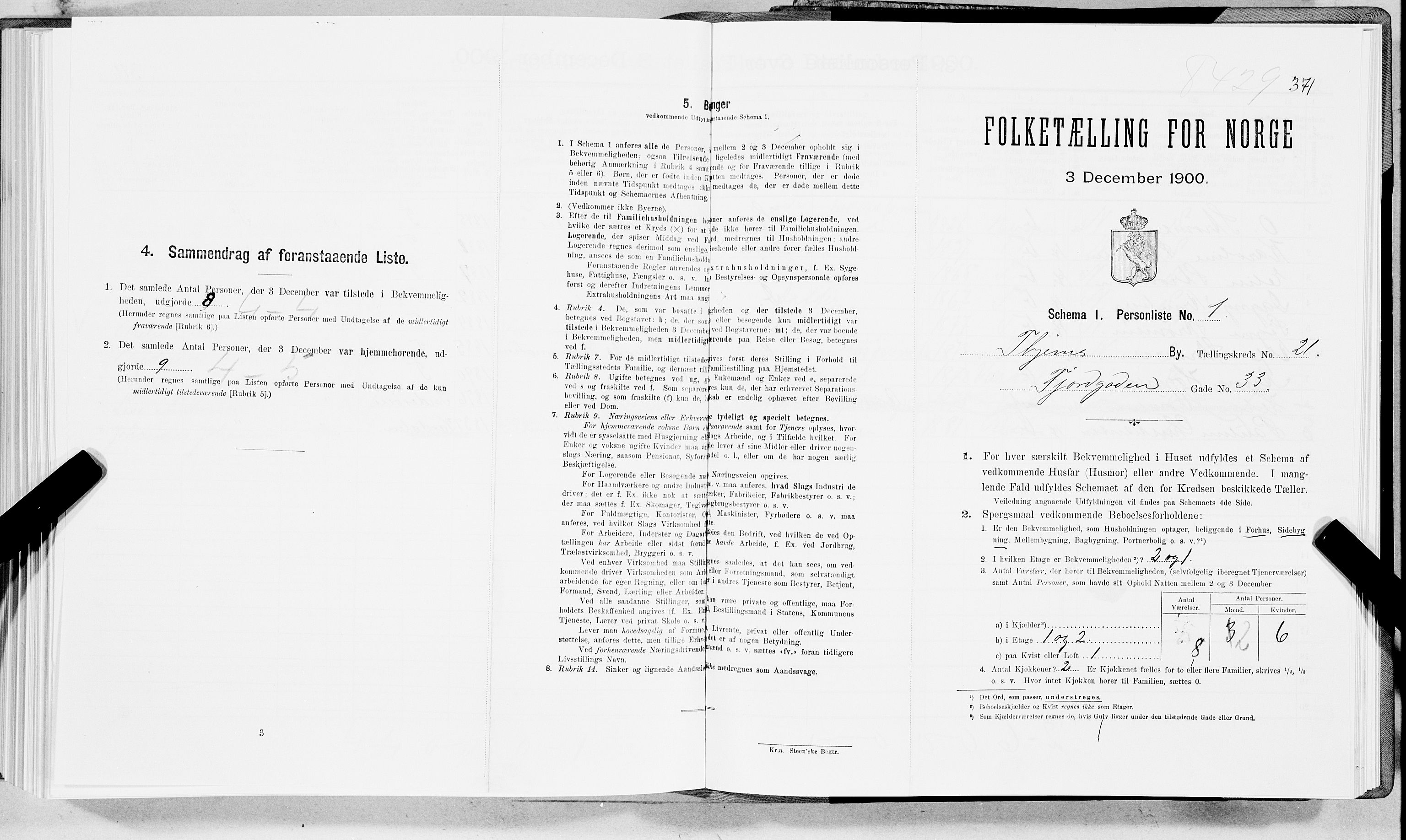 SAT, Folketelling 1900 for 1601 Trondheim kjøpstad, 1900, s. 3436