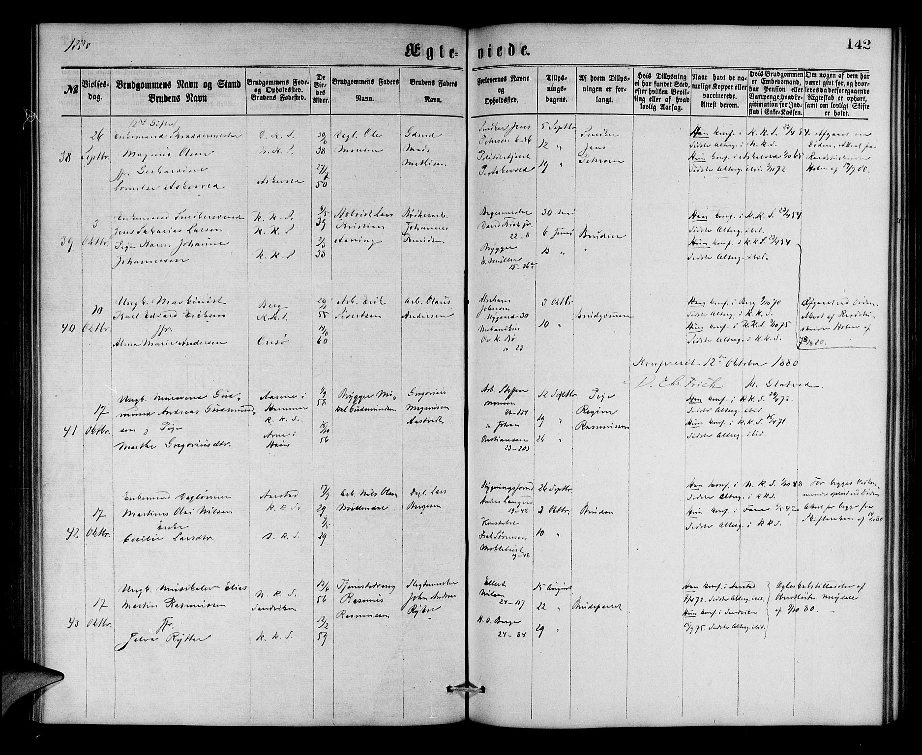Korskirken sokneprestembete, AV/SAB-A-76101/H/Hab: Klokkerbok nr. D 2, 1867-1886, s. 142