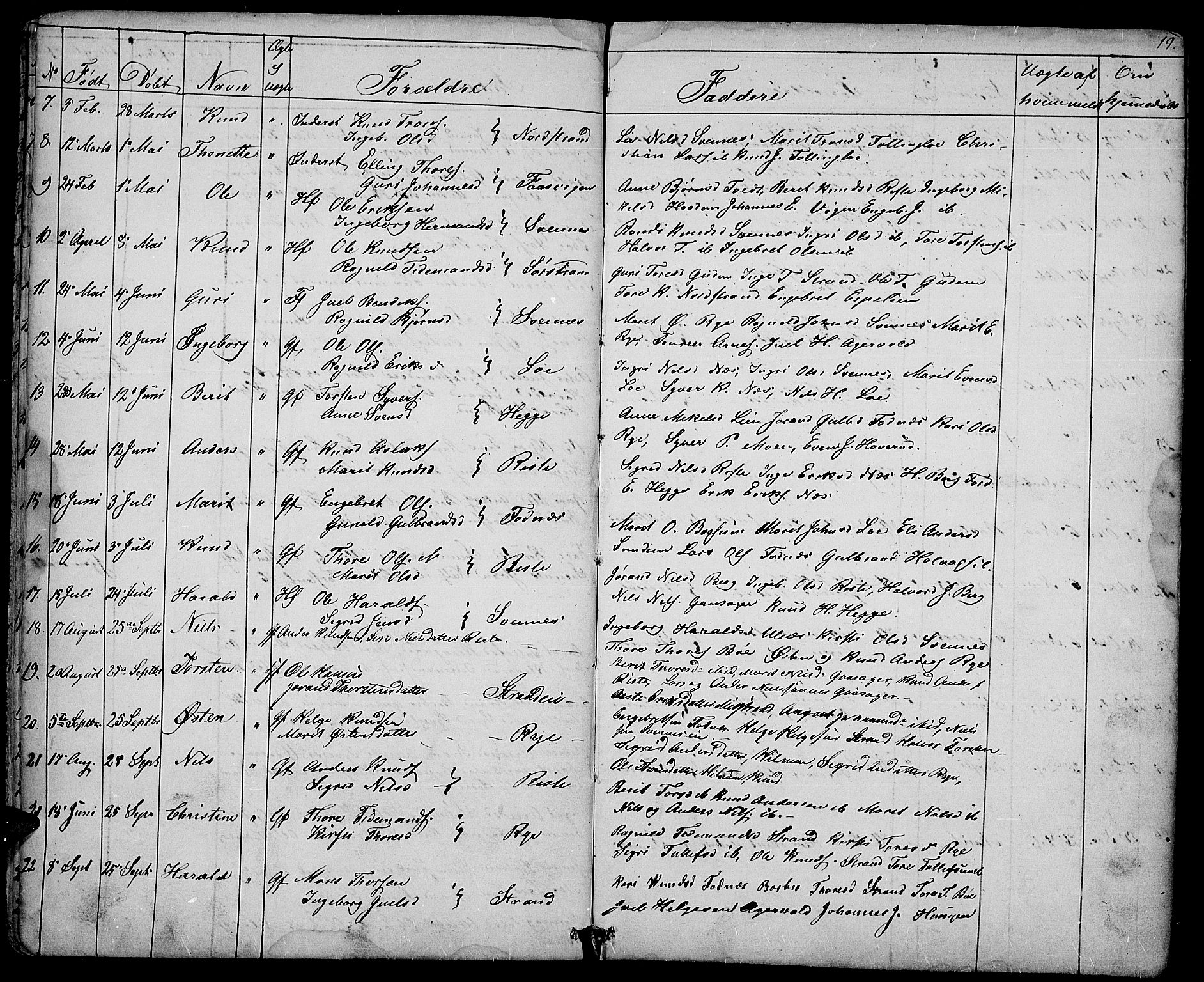 Nord-Aurdal prestekontor, AV/SAH-PREST-132/H/Ha/Hab/L0003: Klokkerbok nr. 3, 1842-1882, s. 19