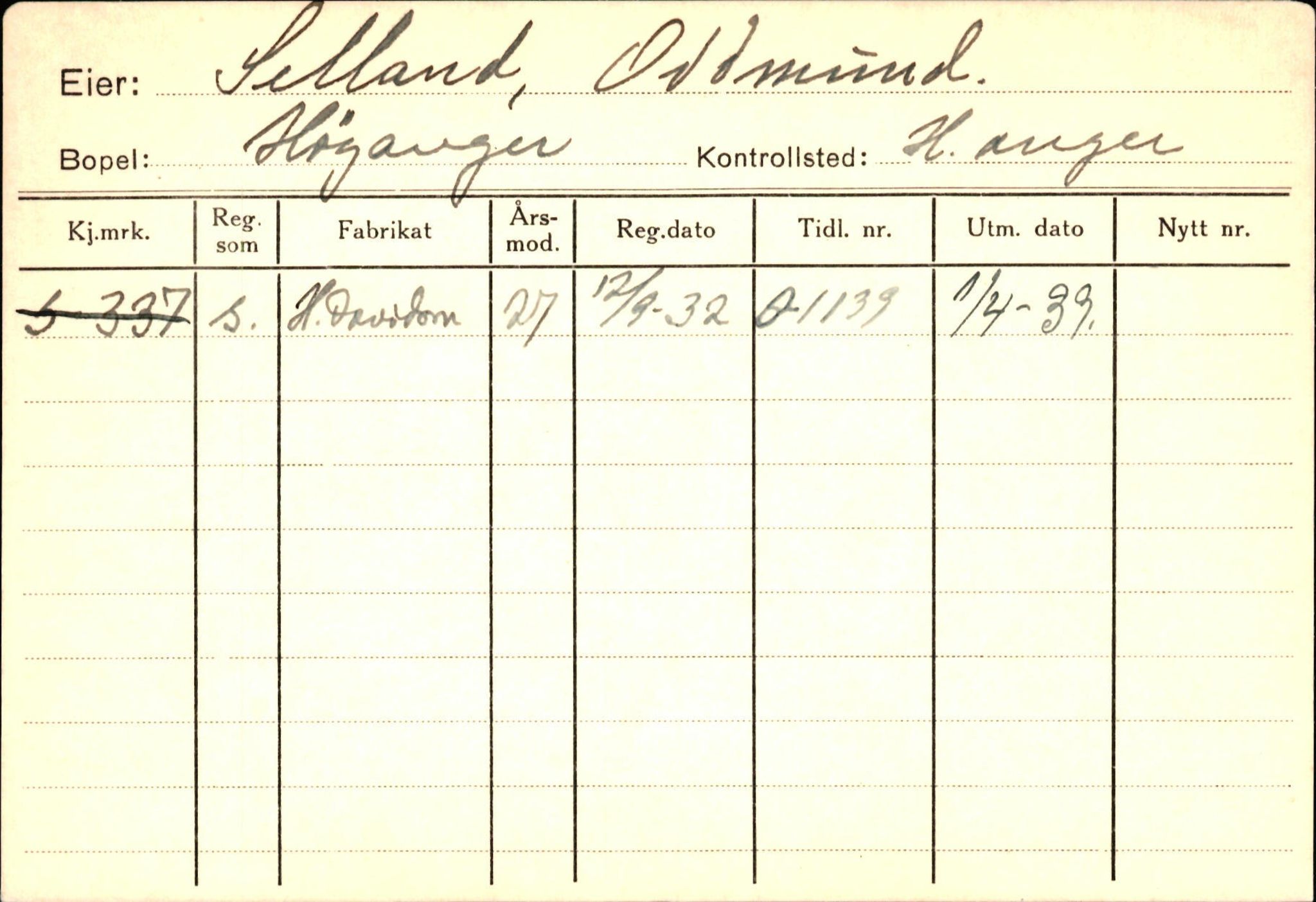 Statens vegvesen, Sogn og Fjordane vegkontor, AV/SAB-A-5301/4/F/L0131: Eigarregister Høyanger P-Å. Stryn S-Å, 1945-1975, s. 188