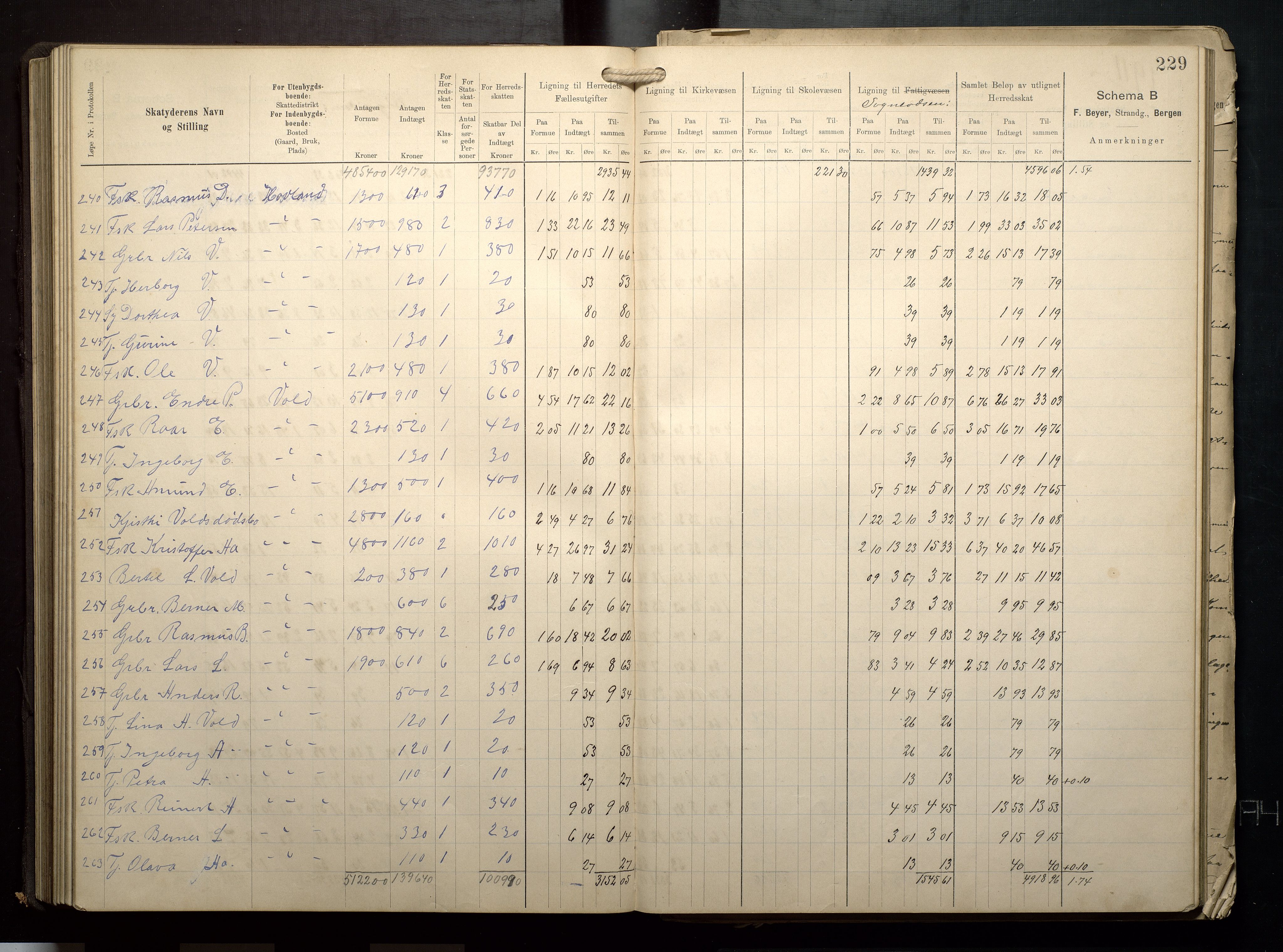 Finnaas kommune. Likningsnemnda, IKAH/1218a-142/F/Fa/L0009: Likningsprotokoll for heradsskatten, 1909-1911, s. 229