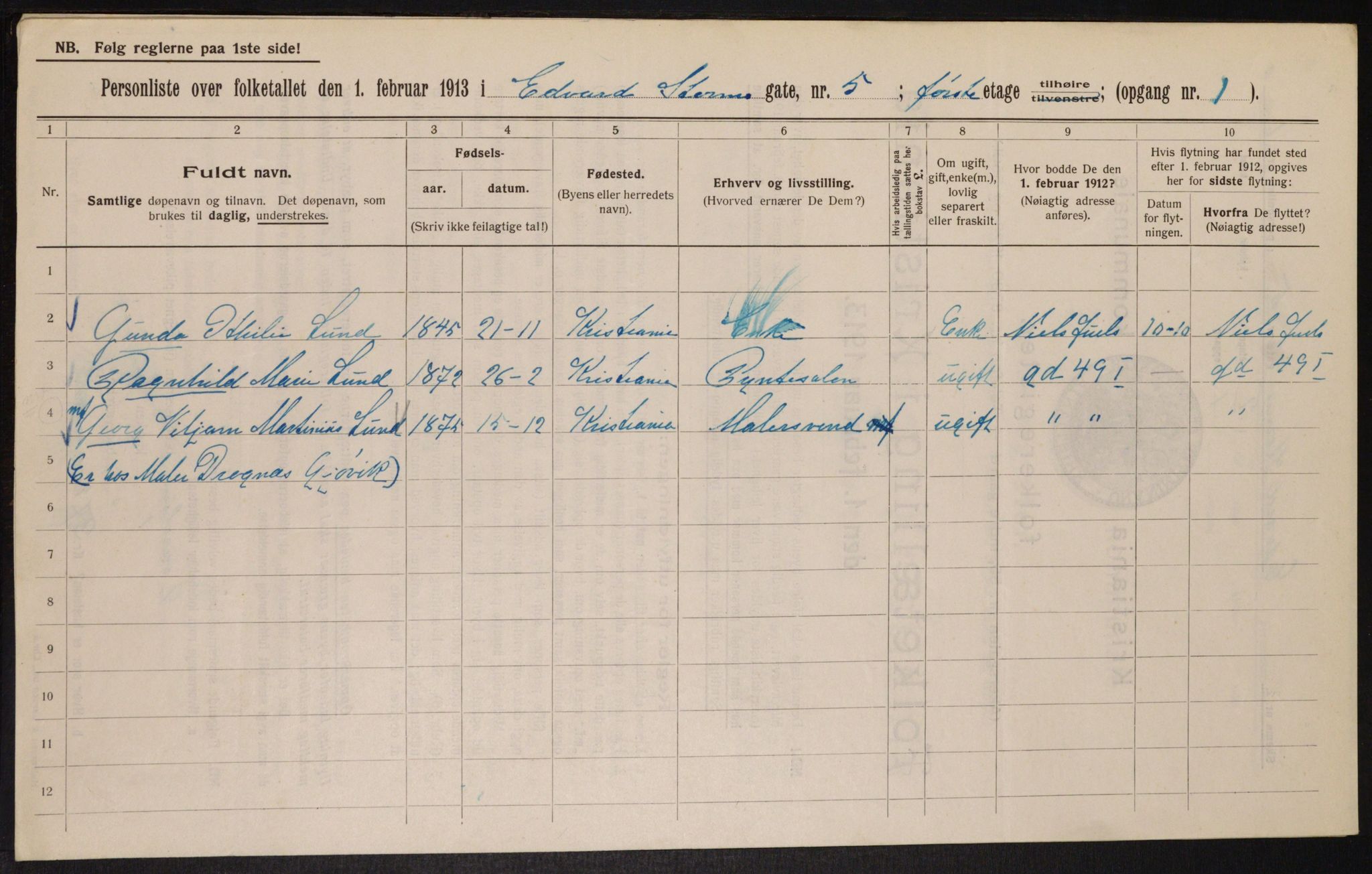 OBA, Kommunal folketelling 1.2.1913 for Kristiania, 1913, s. 18804