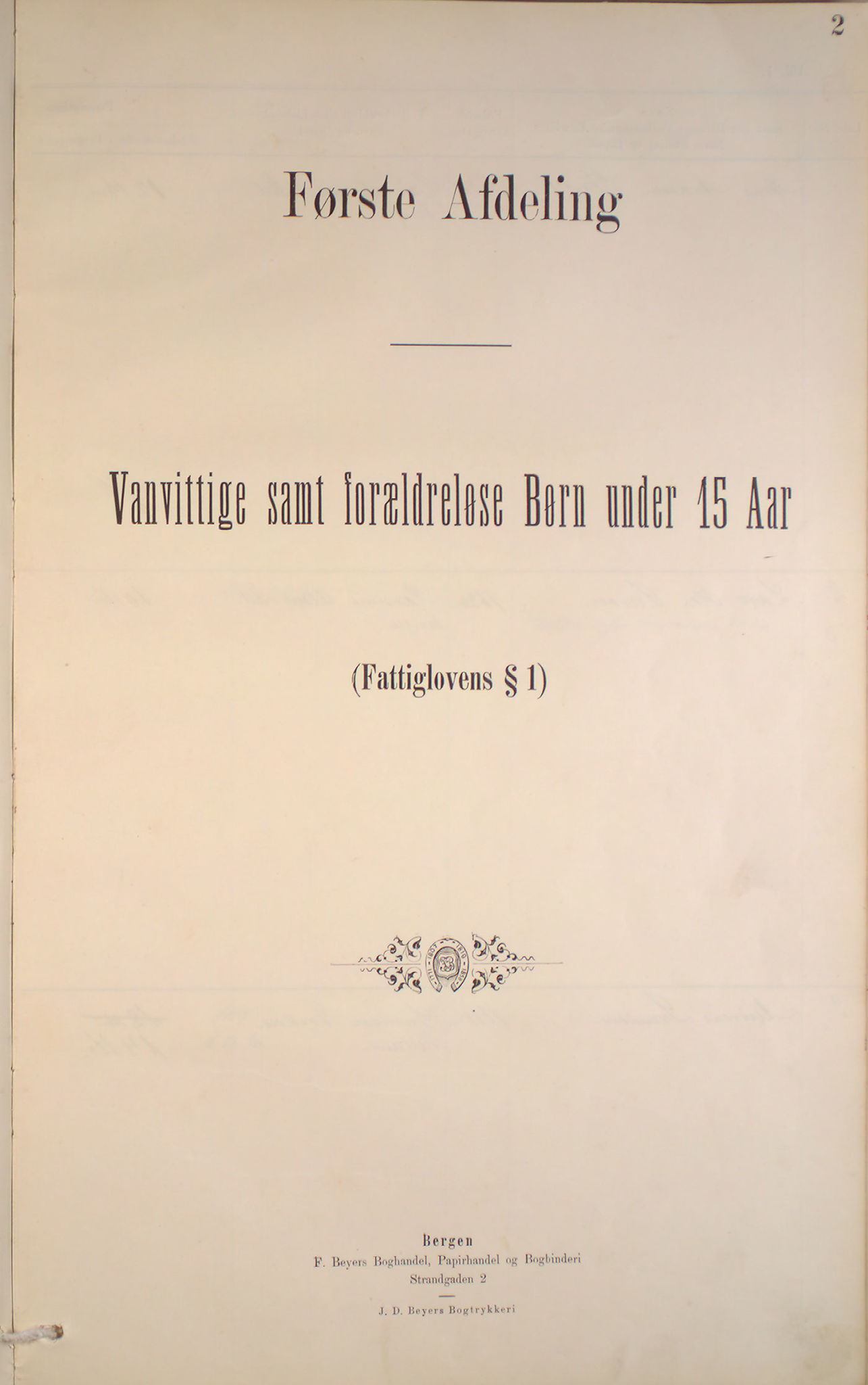 Bergen fattigvesen, BBA/-, 1886-1891, s. 2