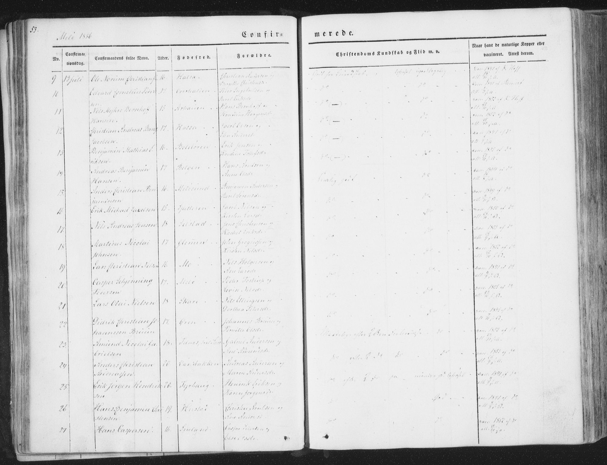 Ministerialprotokoller, klokkerbøker og fødselsregistre - Nordland, AV/SAT-A-1459/841/L0604: Ministerialbok nr. 841A09 /2, 1845-1862, s. 53