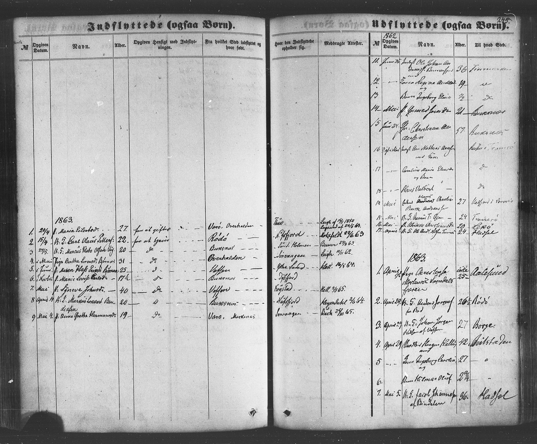Ministerialprotokoller, klokkerbøker og fødselsregistre - Nordland, SAT/A-1459/885/L1203: Ministerialbok nr. 885A04, 1859-1877, s. 245