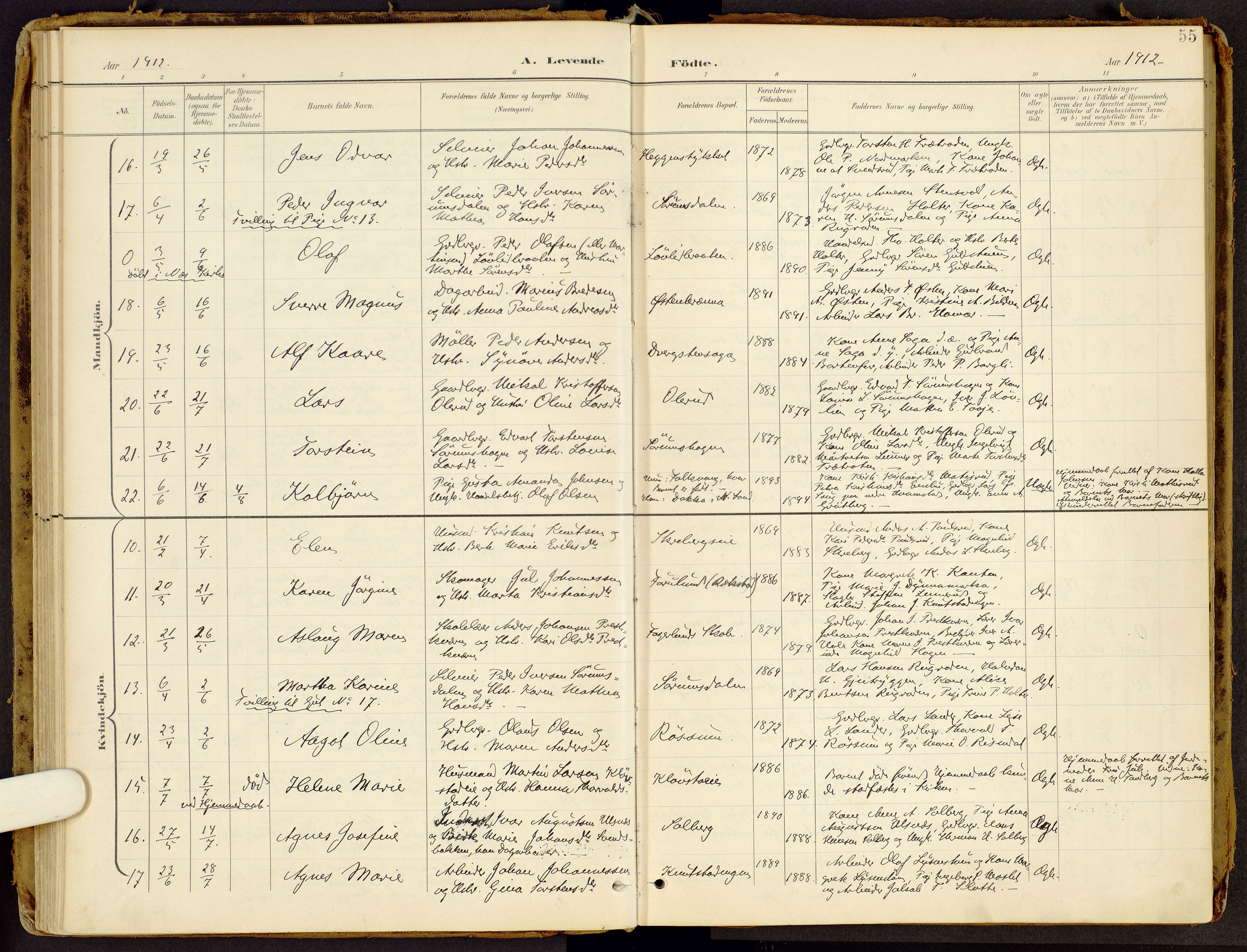 Brandbu prestekontor, AV/SAH-PREST-114/H/Ha/Haa/L0002: Ministerialbok nr. 2, 1899-1914, s. 55