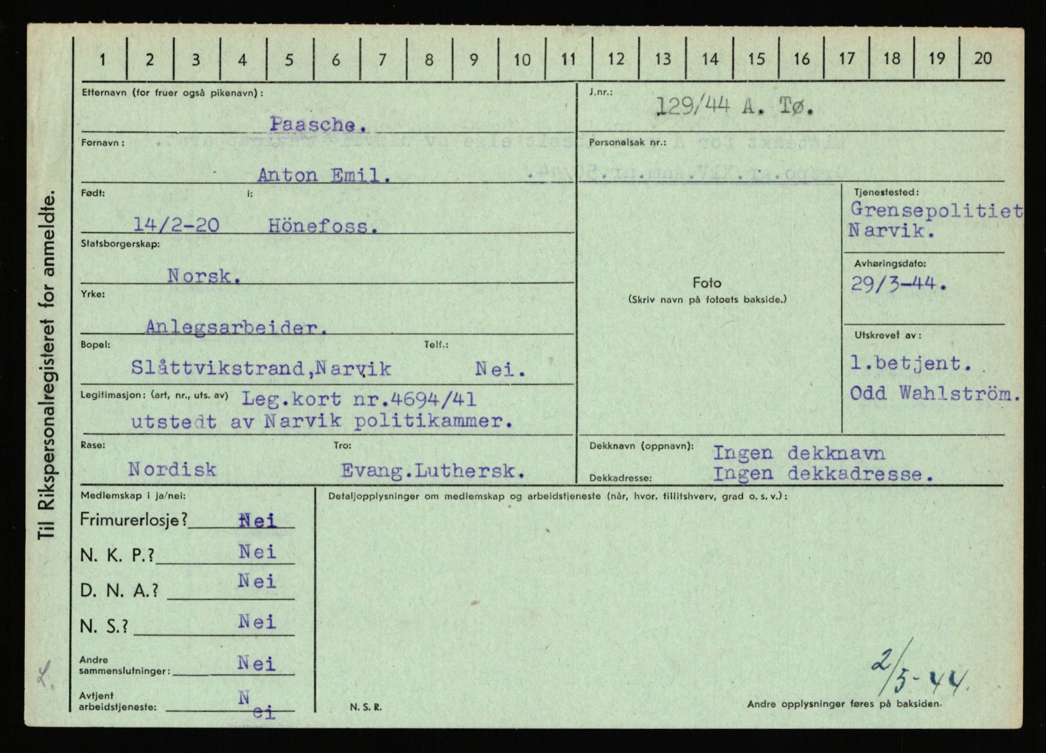 Statspolitiet - Hovedkontoret / Osloavdelingen, AV/RA-S-1329/C/Ca/L0012: Oanæs - Quistgaard	, 1943-1945, s. 2868