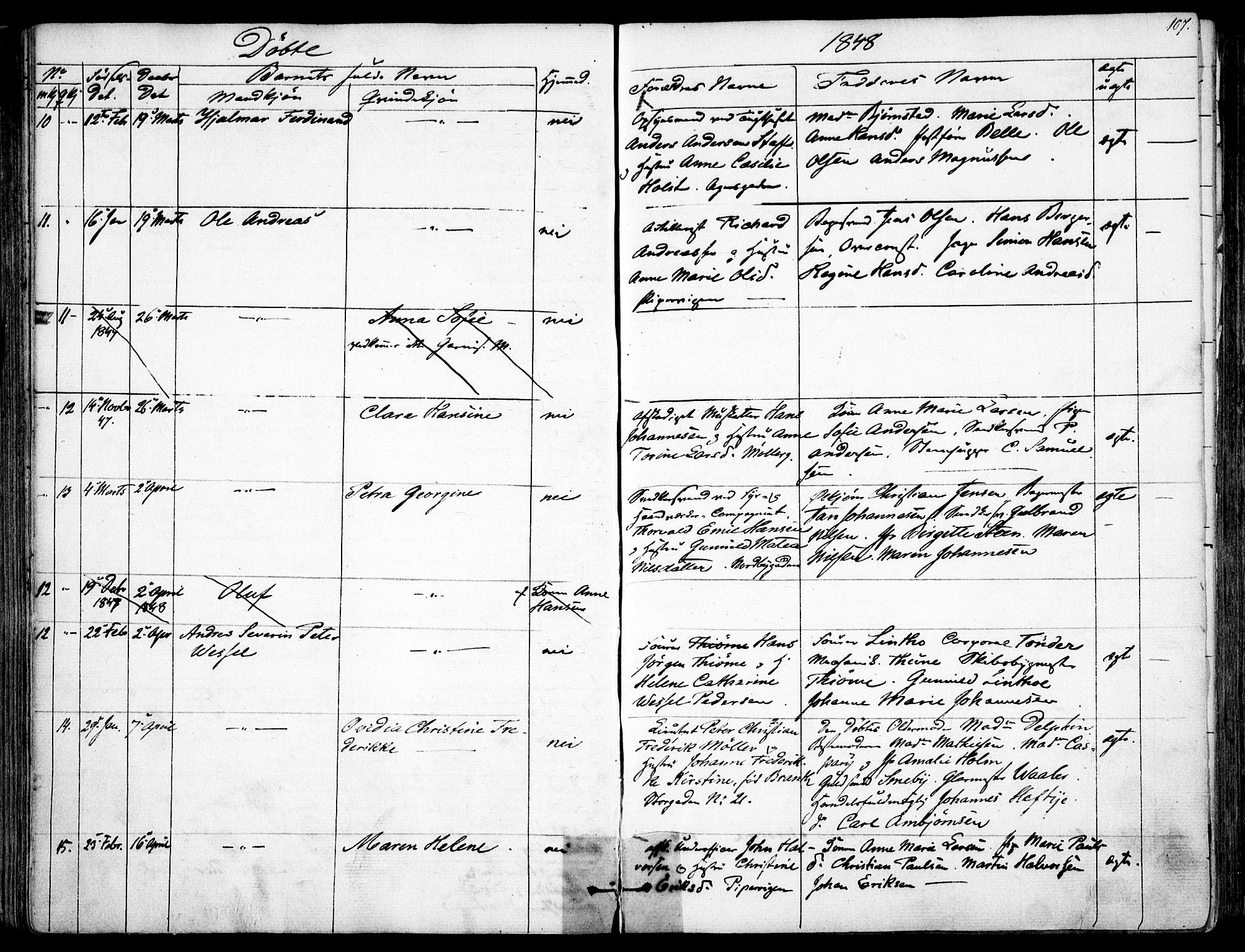 Garnisonsmenigheten Kirkebøker, AV/SAO-A-10846/F/Fa/L0008: Ministerialbok nr. 8, 1842-1859, s. 107
