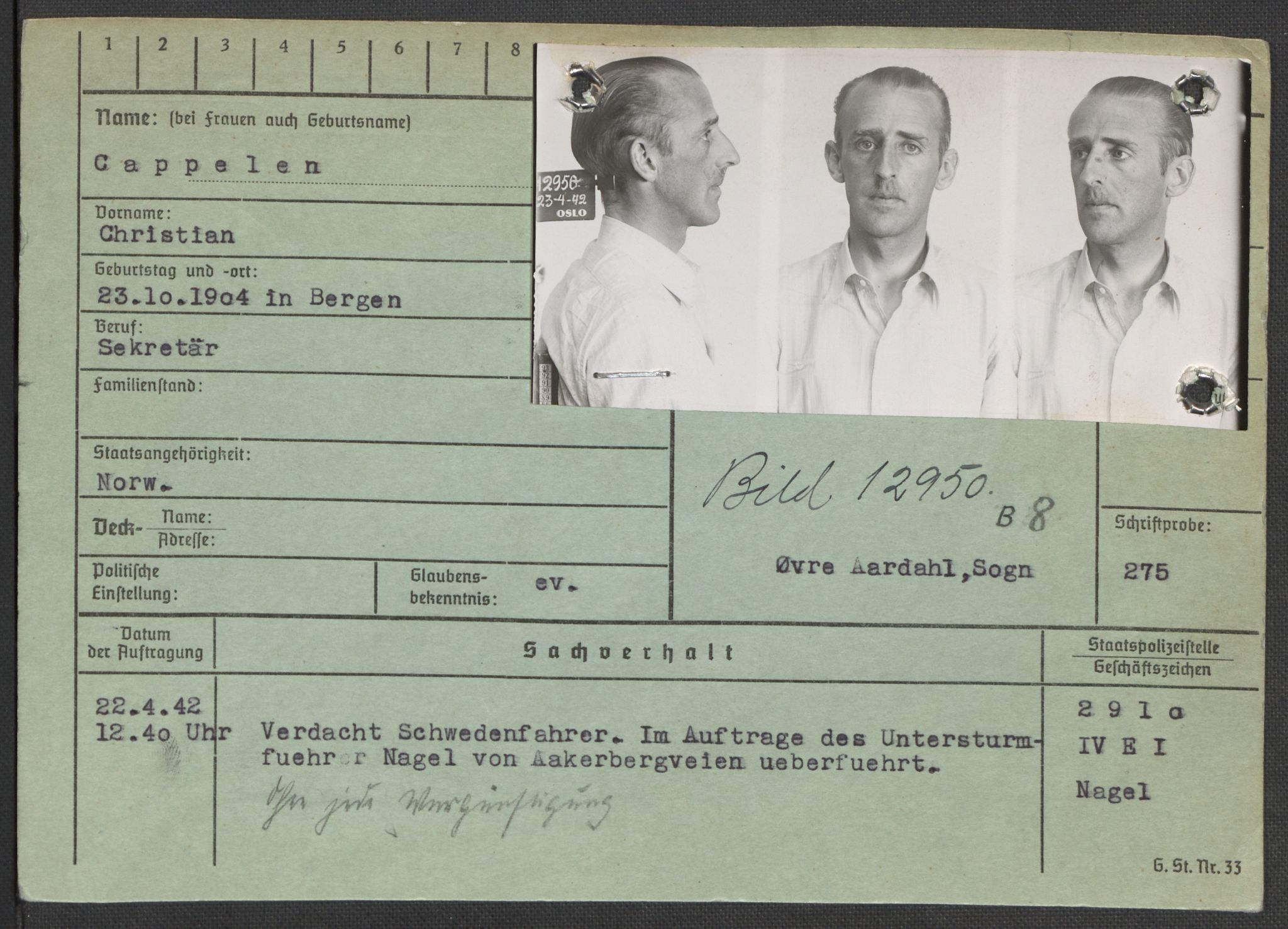 Befehlshaber der Sicherheitspolizei und des SD, AV/RA-RAFA-5969/E/Ea/Eaa/L0002: Register over norske fanger i Møllergata 19: Bj-Eng, 1940-1945, s. 651