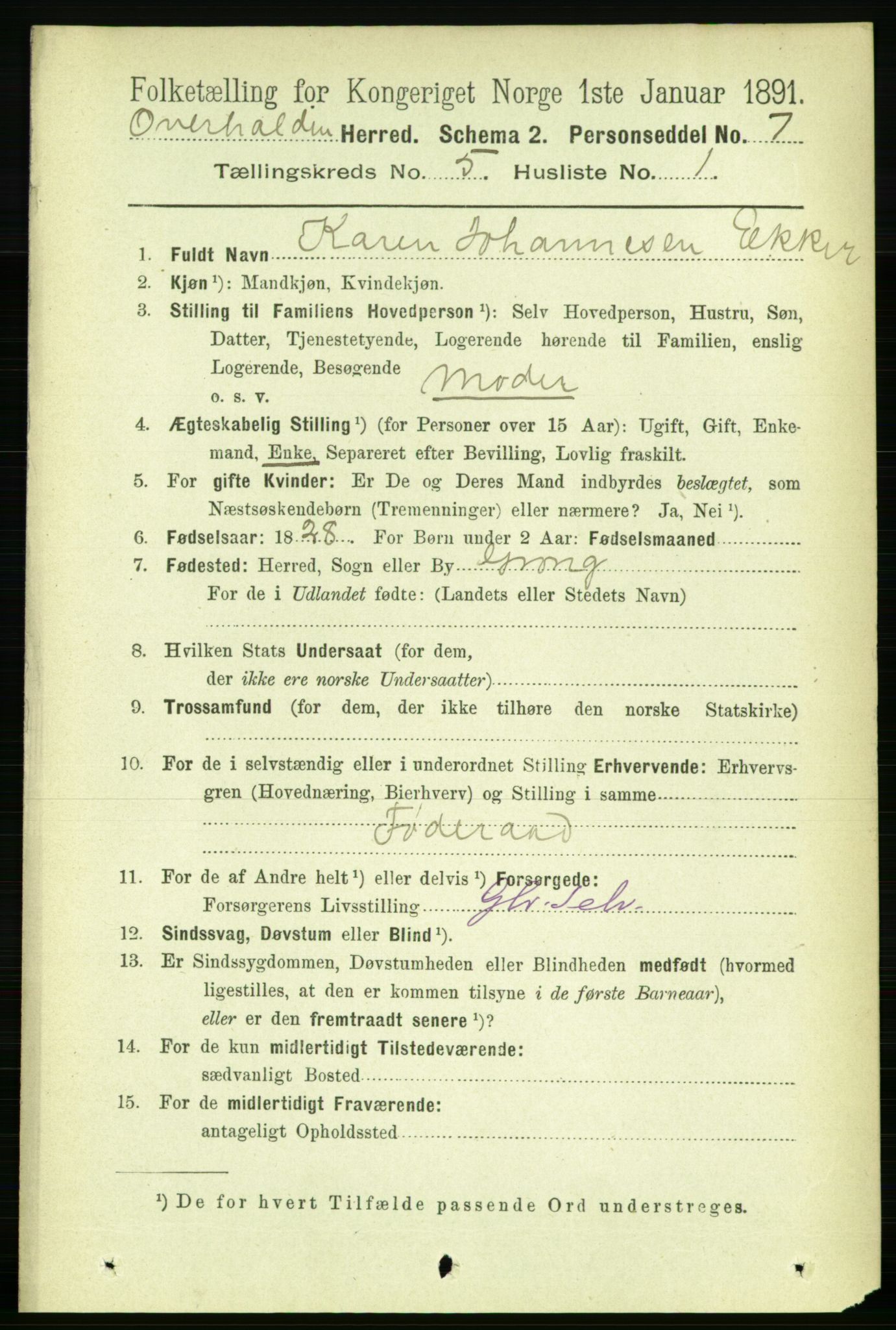 RA, Folketelling 1891 for 1744 Overhalla herred, 1891, s. 1677