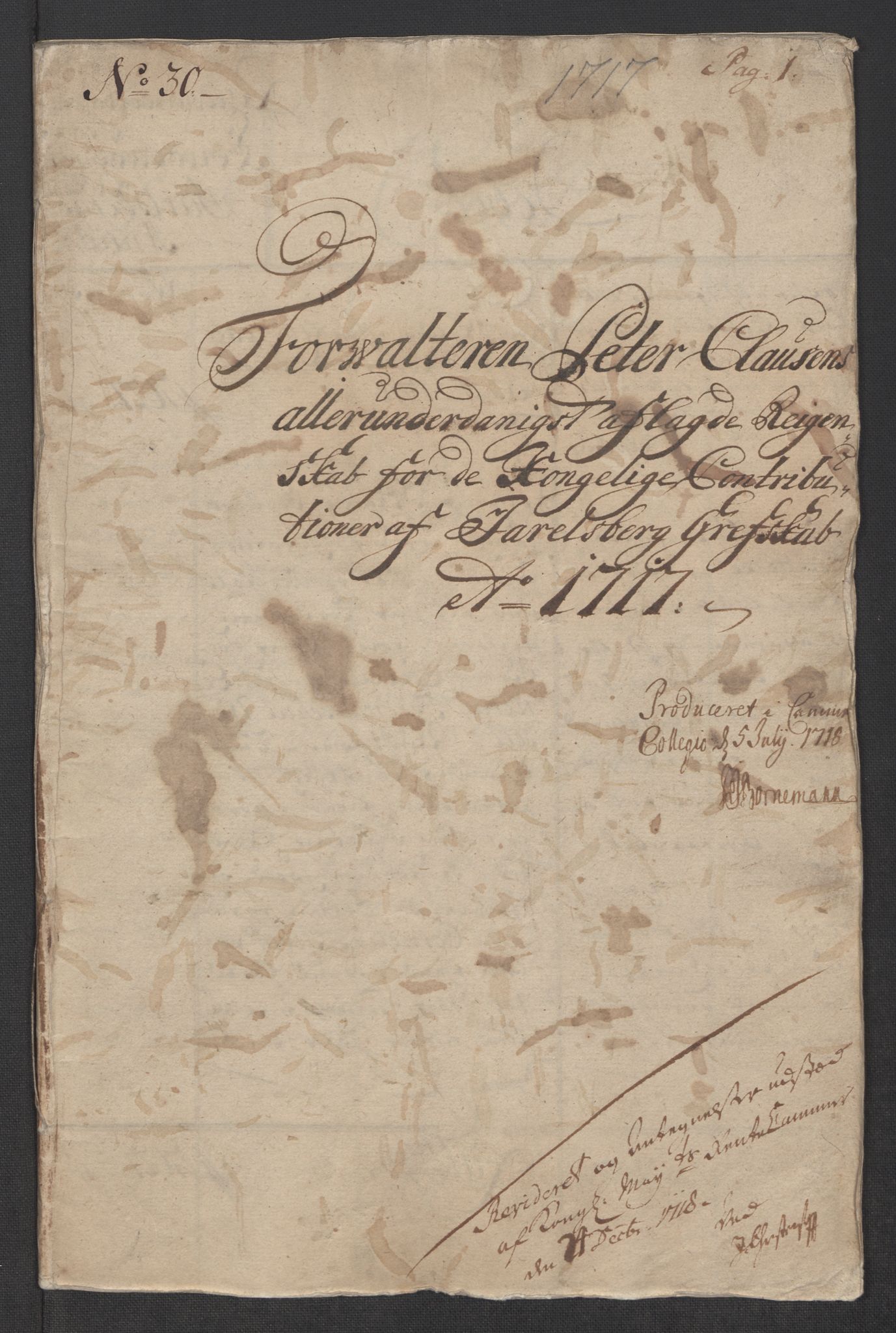 Rentekammeret inntil 1814, Reviderte regnskaper, Fogderegnskap, AV/RA-EA-4092/R32/L1881: Fogderegnskap Jarlsberg grevskap, 1717, s. 3