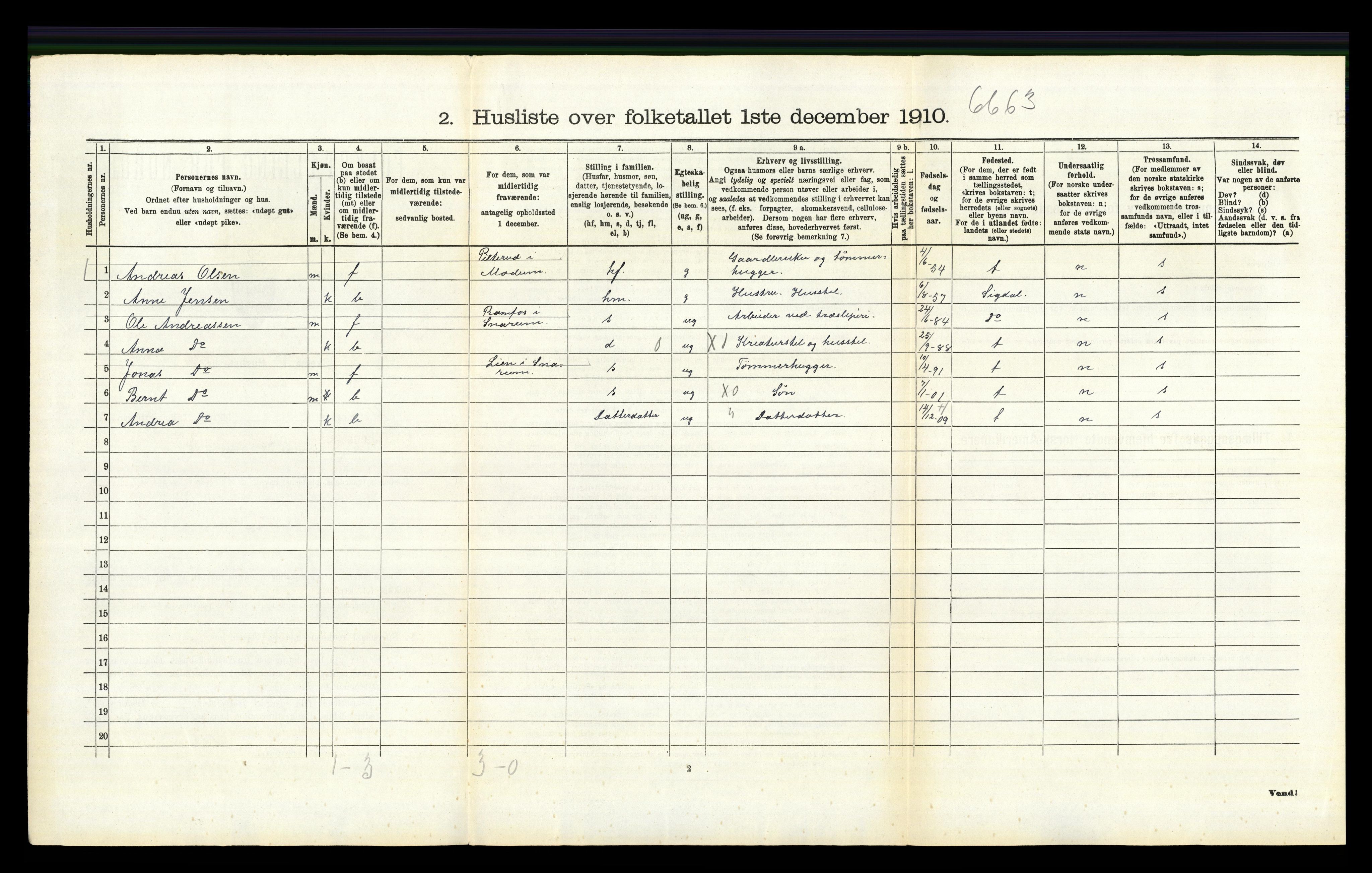 RA, Folketelling 1910 for 0623 Modum herred, 1910, s. 2345