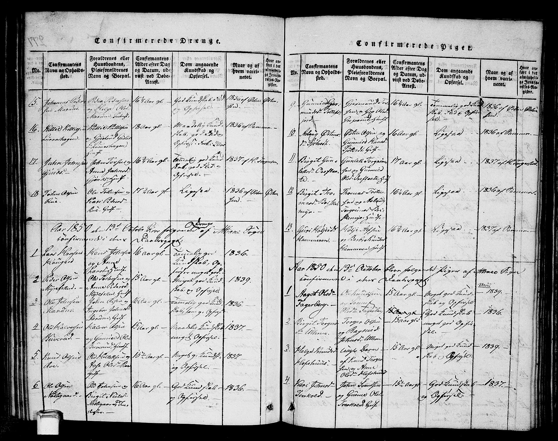 Tinn kirkebøker, AV/SAKO-A-308/G/Gb/L0001: Klokkerbok nr. II 1 /2, 1837-1850