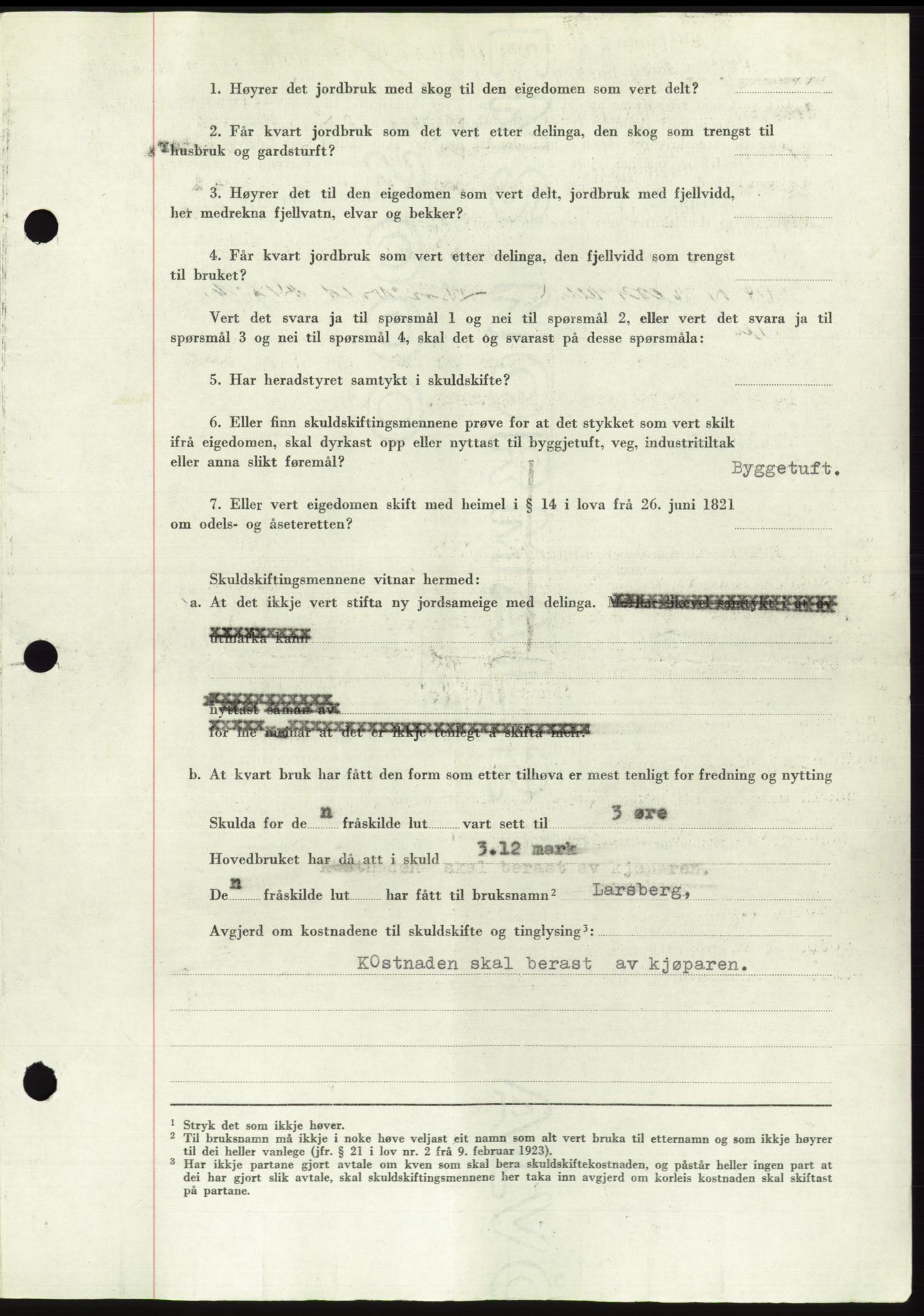 Søre Sunnmøre sorenskriveri, AV/SAT-A-4122/1/2/2C/L0084: Pantebok nr. 10A, 1949-1949, Dagboknr: 421/1949