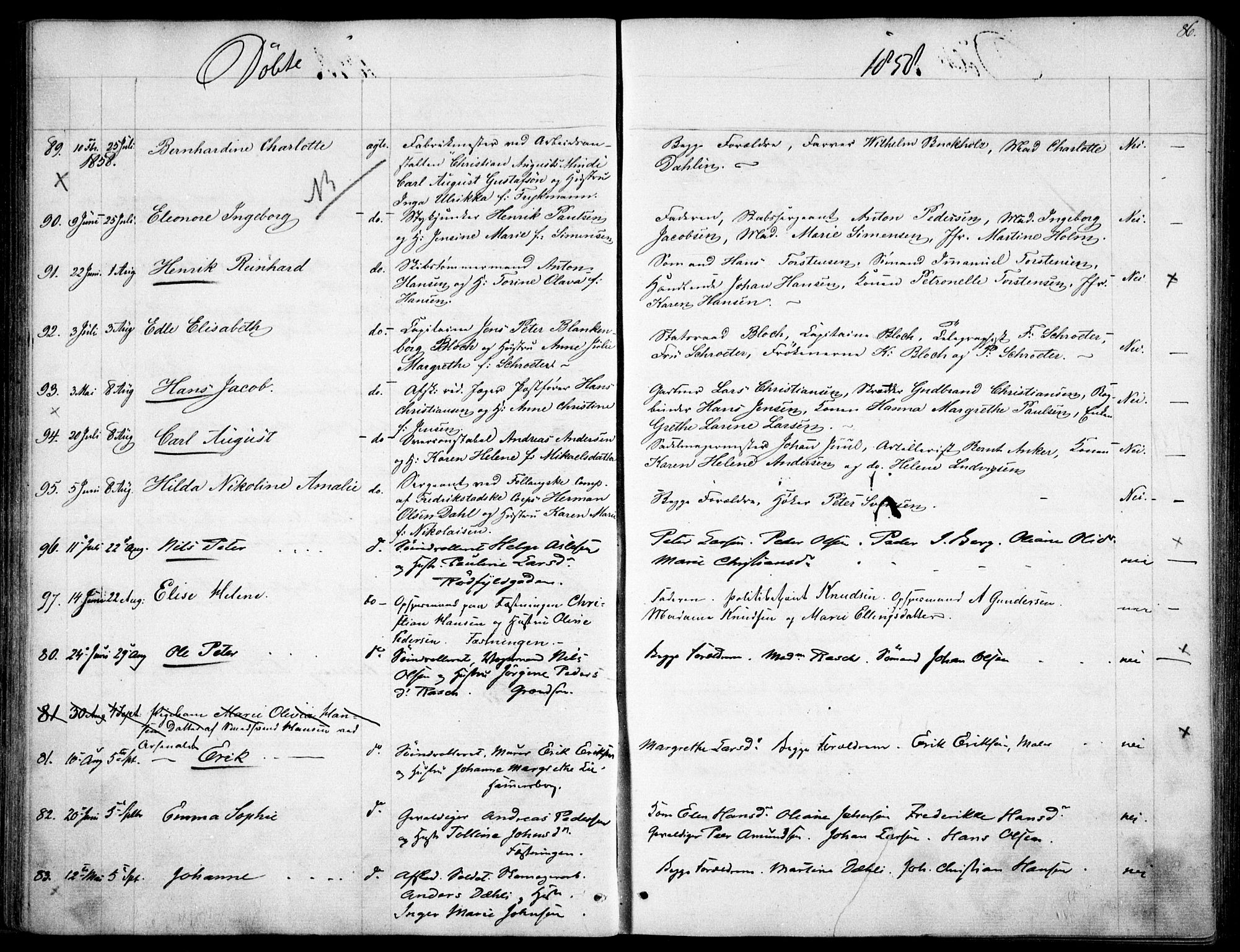 Garnisonsmenigheten Kirkebøker, AV/SAO-A-10846/F/Fa/L0009: Ministerialbok nr. 9, 1842-1859, s. 86