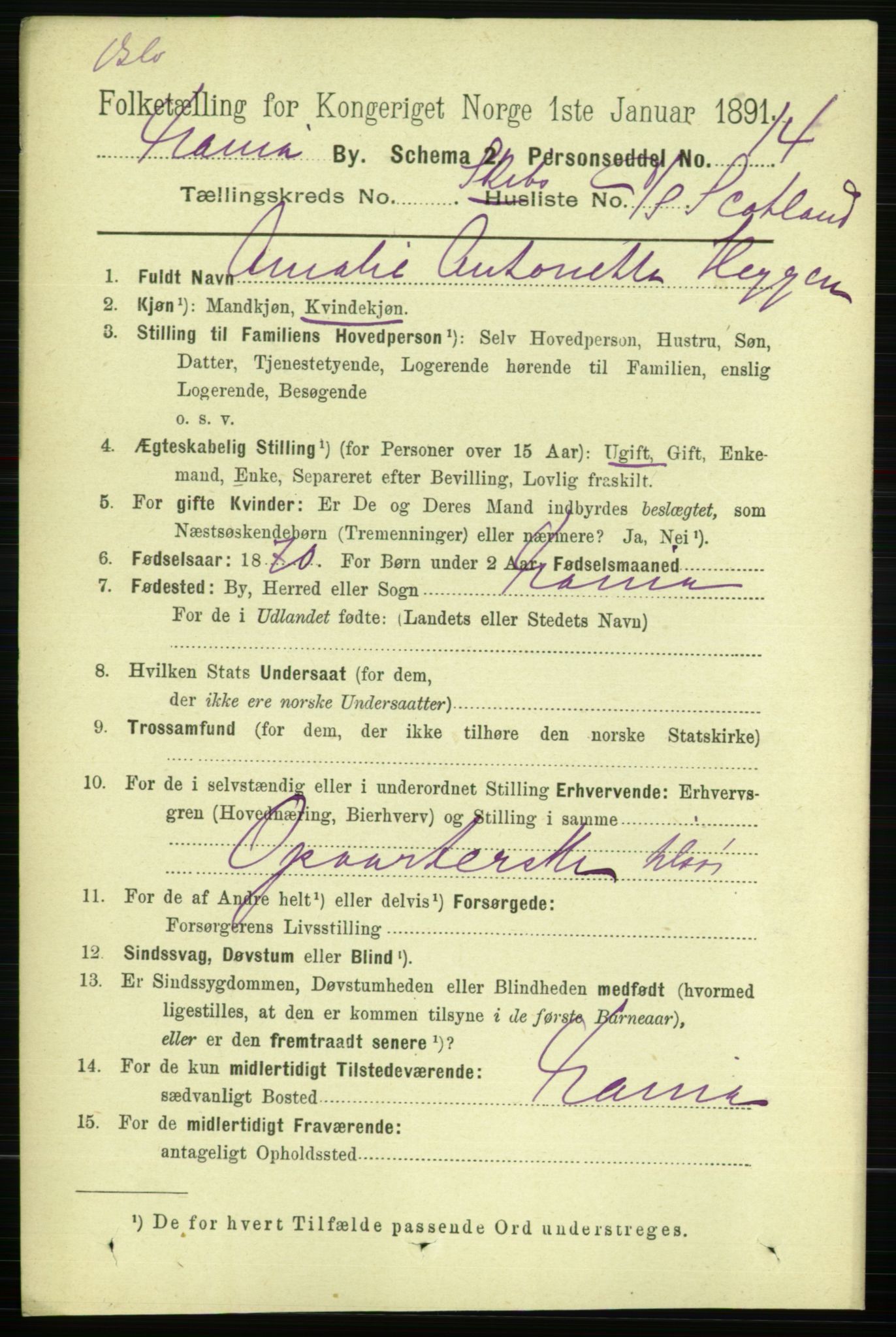 RA, Folketelling 1891 for 0301 Kristiania kjøpstad, 1891, s. 122794