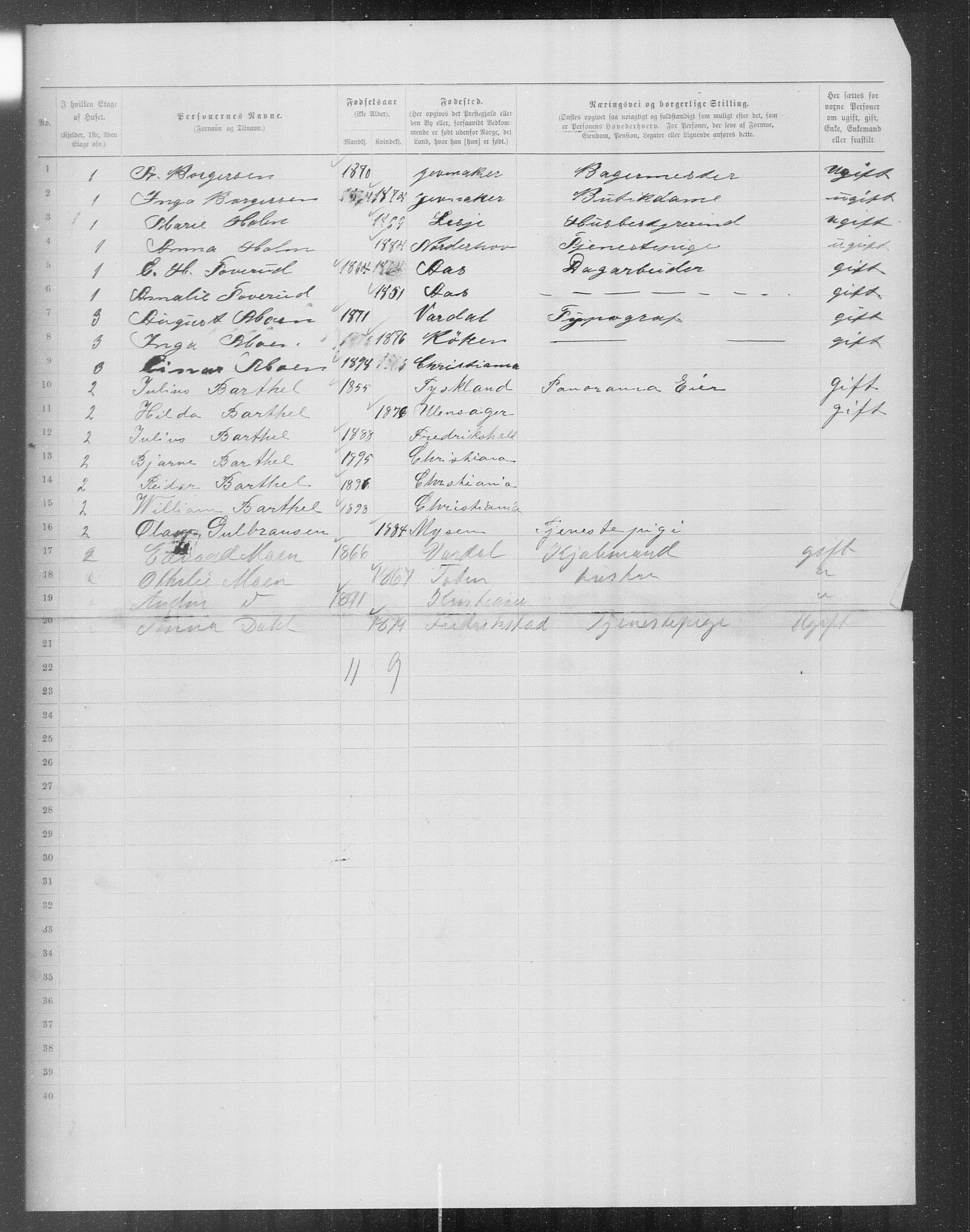 OBA, Kommunal folketelling 31.12.1899 for Kristiania kjøpstad, 1899, s. 13291