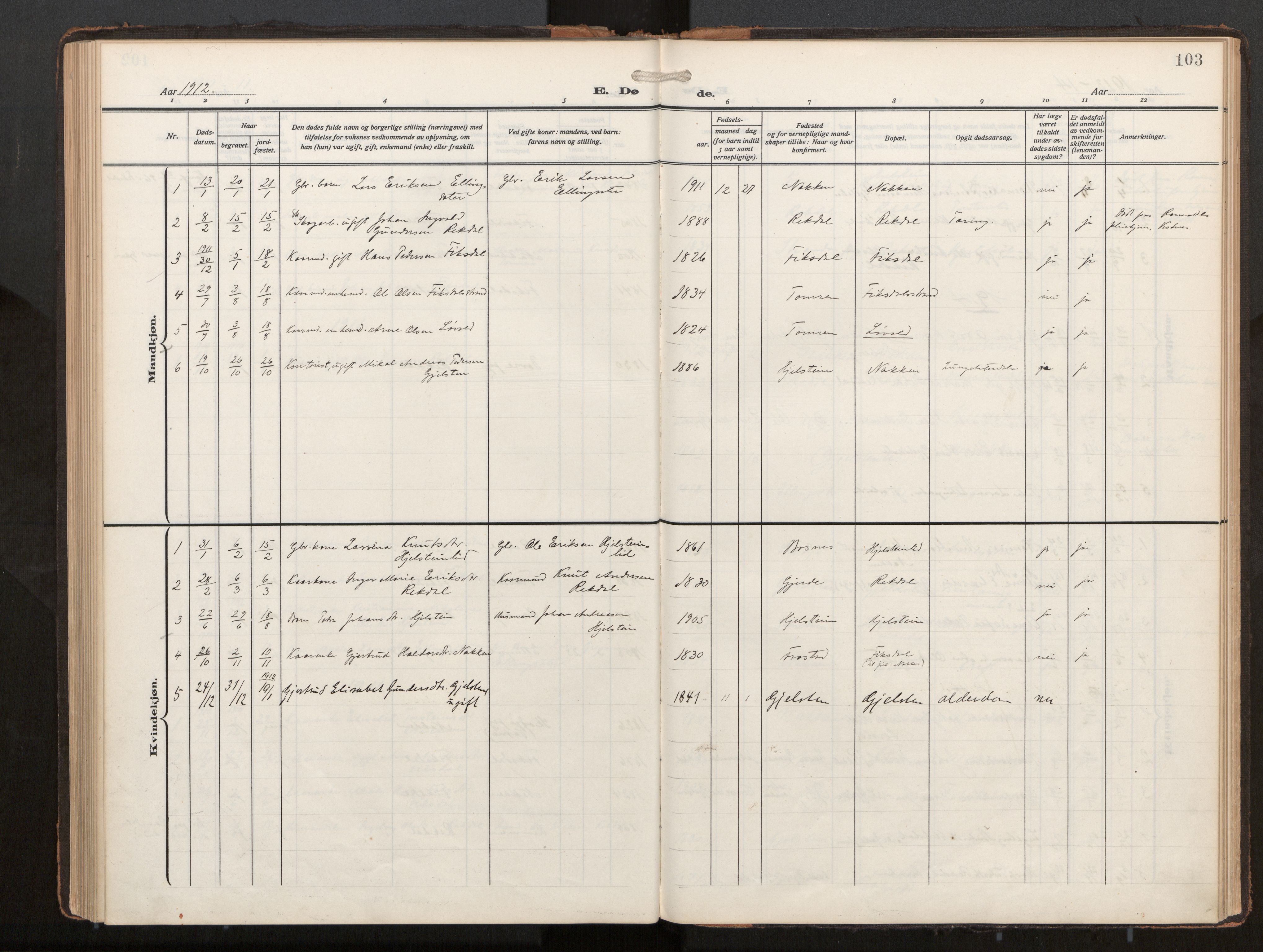 Ministerialprotokoller, klokkerbøker og fødselsregistre - Møre og Romsdal, SAT/A-1454/540/L0540b: Ministerialbok nr. 540A03, 1909-1932, s. 103