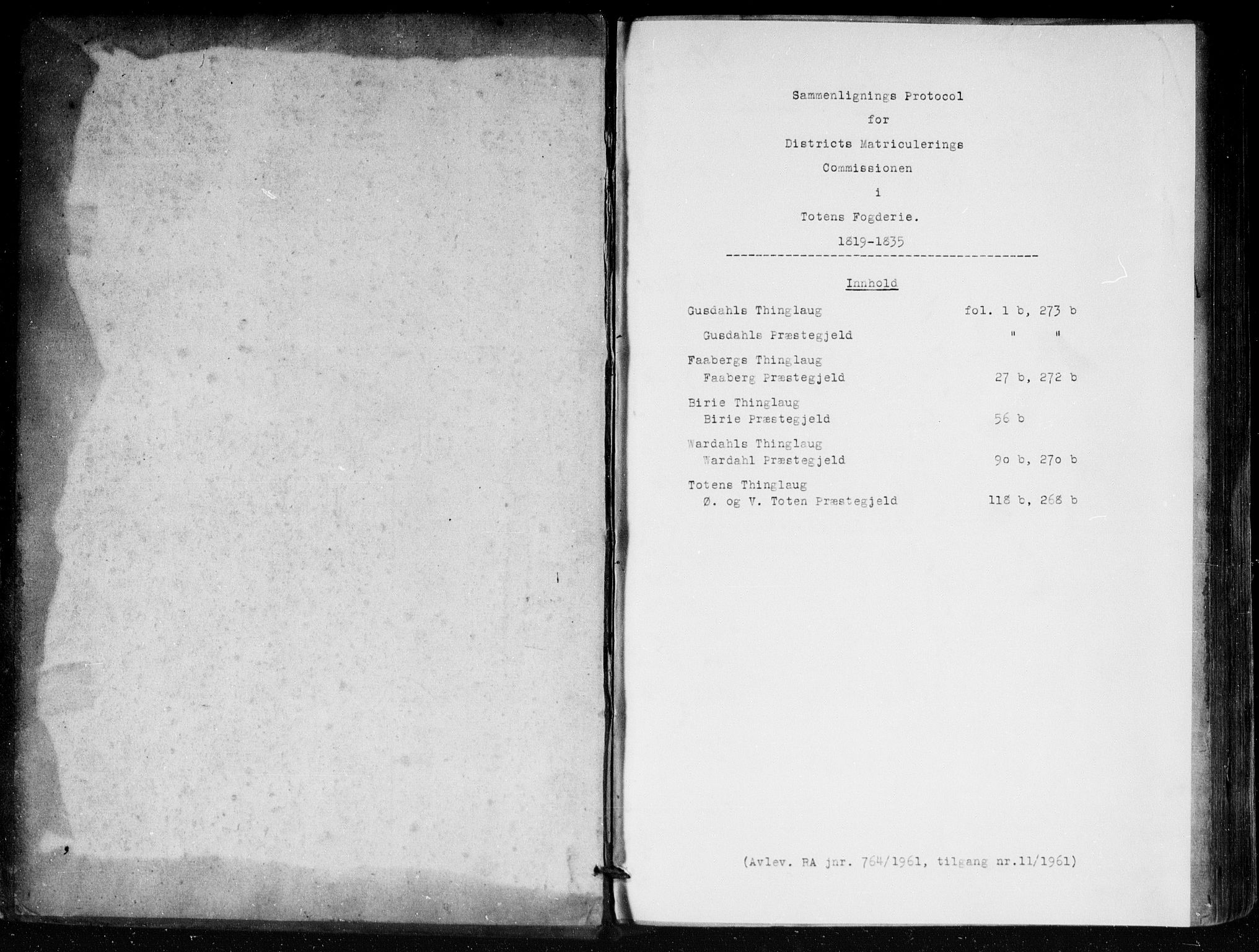 Hovedmatrikkelkommisjonen, RA/S-1529, 1819-1835