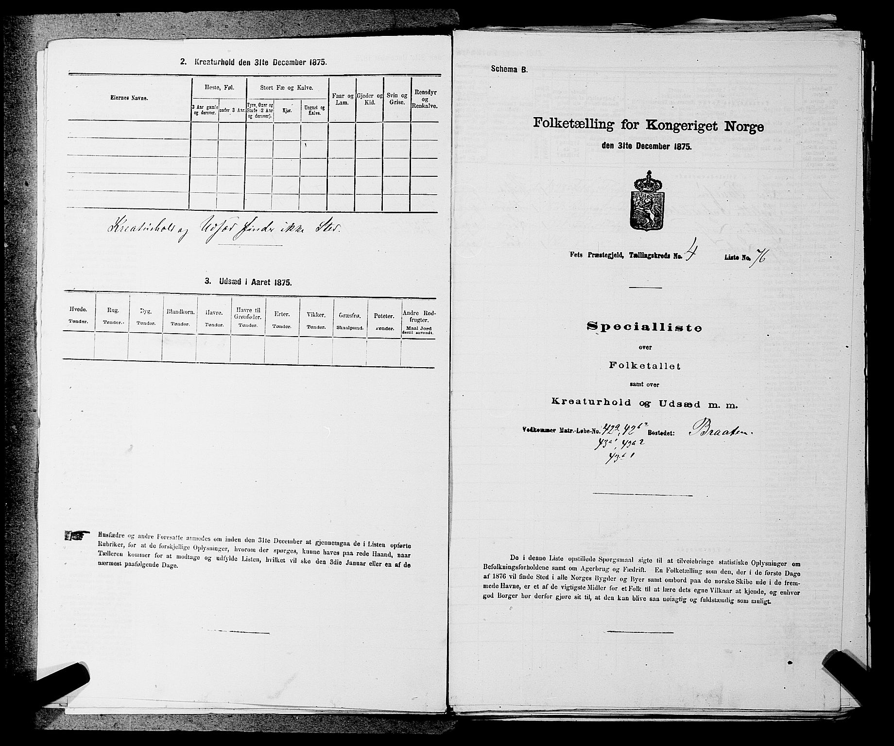 RA, Folketelling 1875 for 0227P Fet prestegjeld, 1875, s. 449