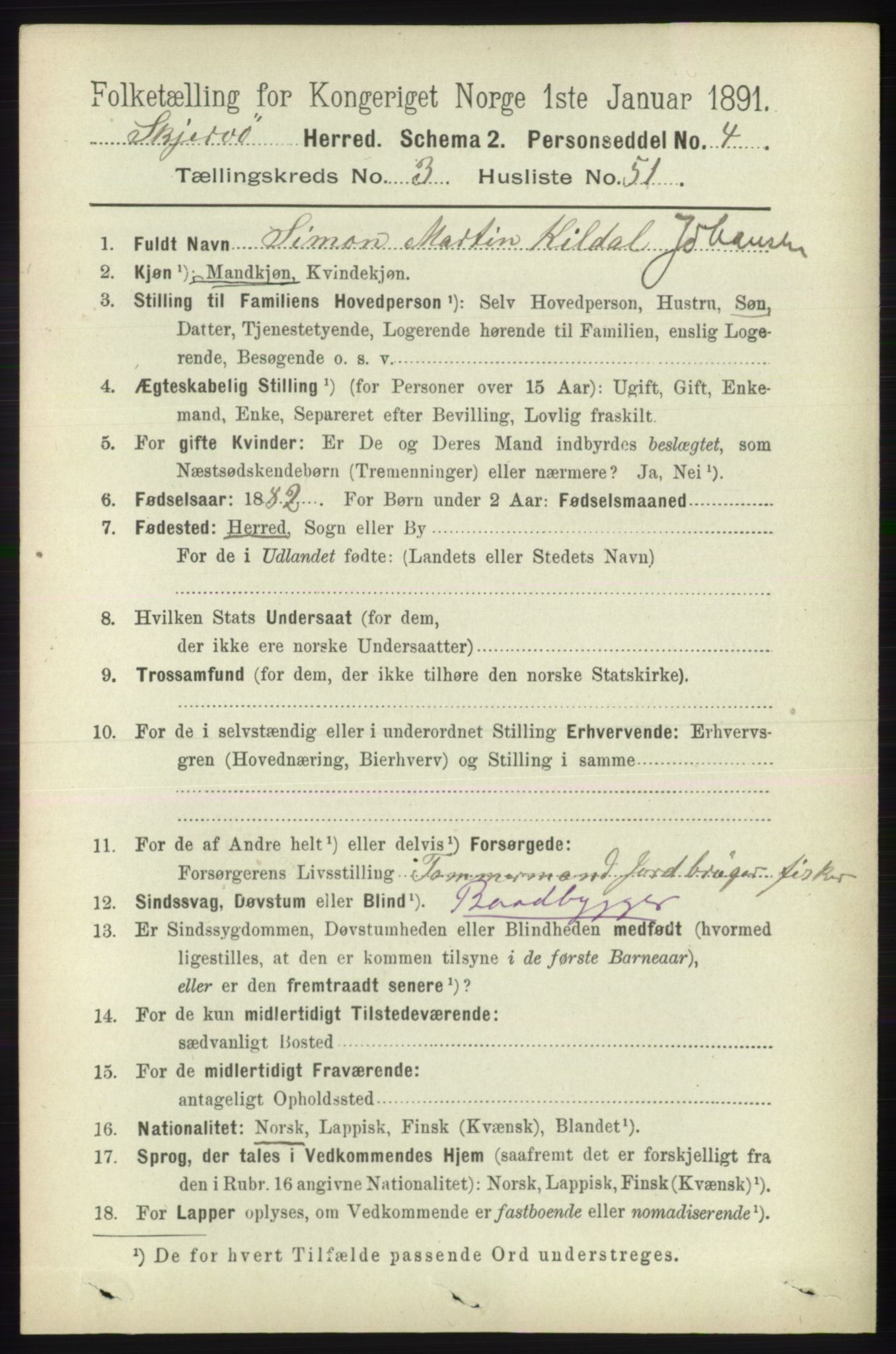 RA, Folketelling 1891 for 1941 Skjervøy herred, 1891, s. 2218