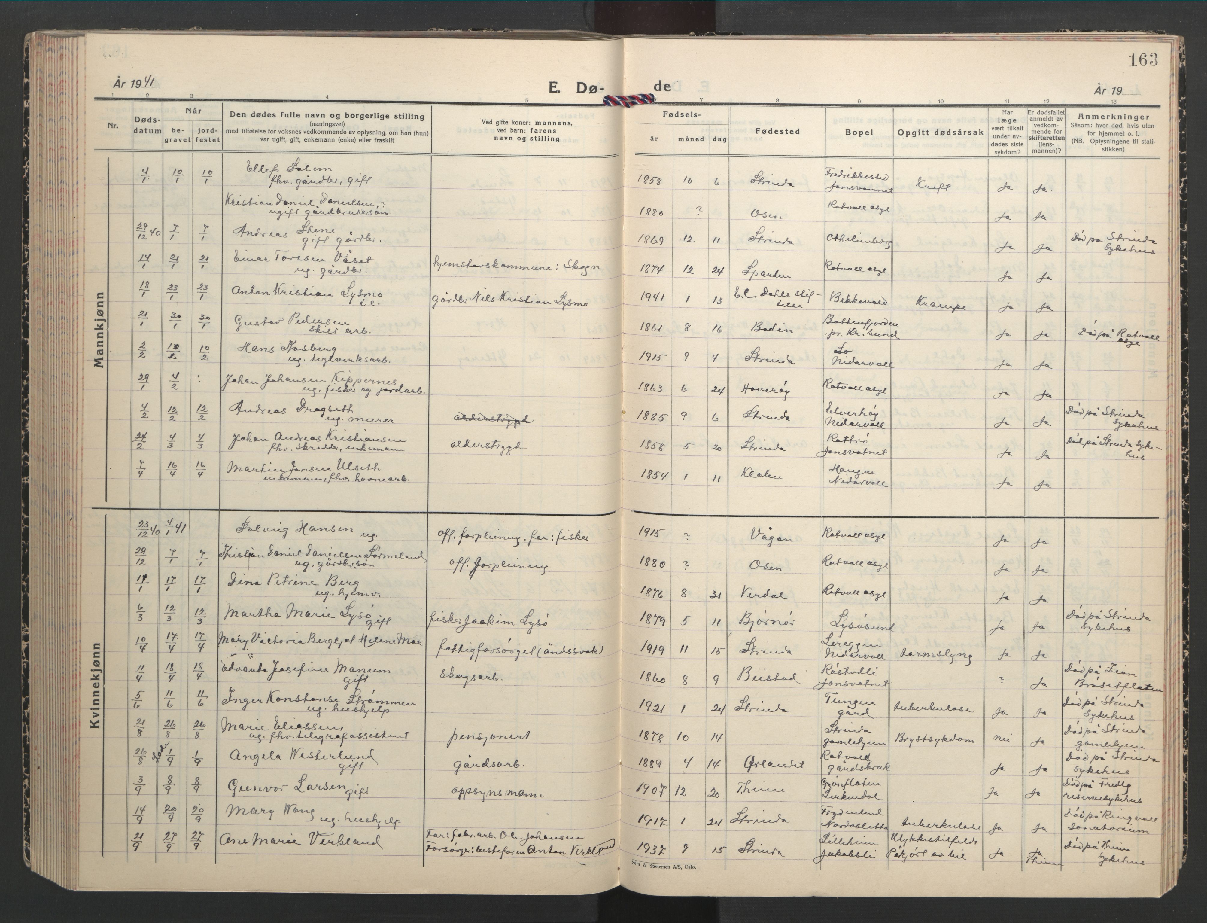 Ministerialprotokoller, klokkerbøker og fødselsregistre - Sør-Trøndelag, AV/SAT-A-1456/607/L0328: Klokkerbok nr. 607C02, 1940-1948, s. 163