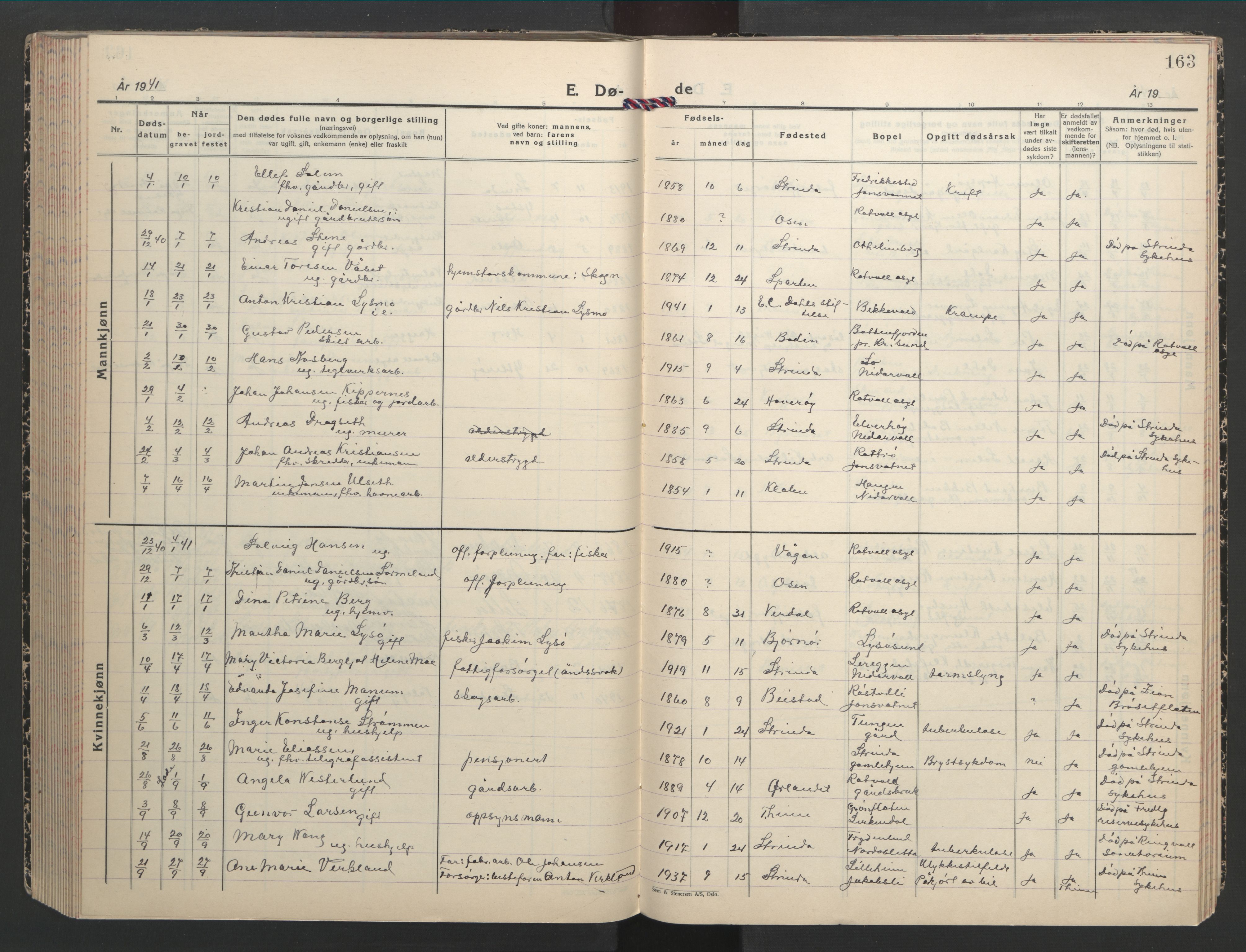 Ministerialprotokoller, klokkerbøker og fødselsregistre - Sør-Trøndelag, SAT/A-1456/607/L0328: Klokkerbok nr. 607C02, 1940-1948, s. 163