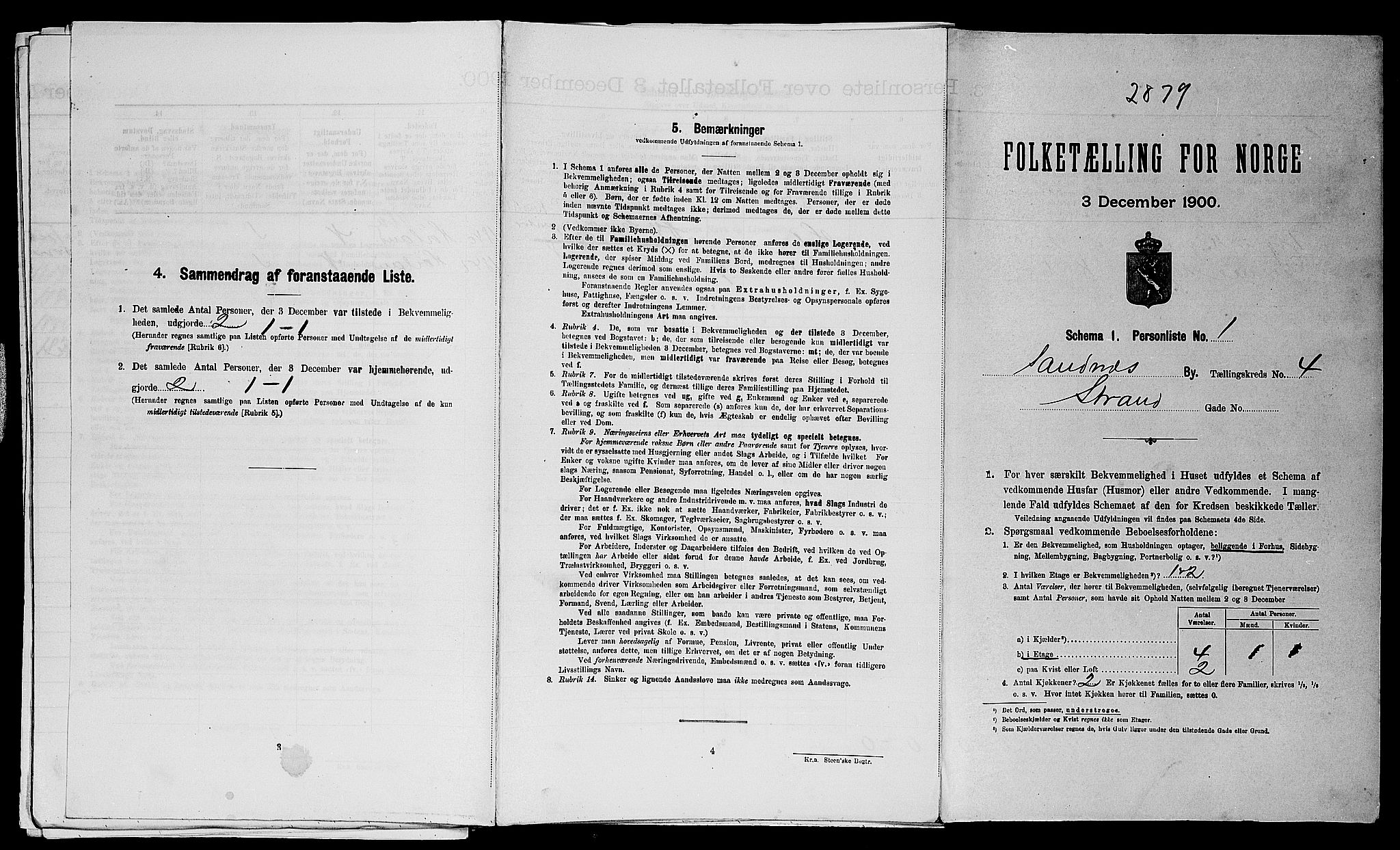 SAST, Folketelling 1900 for 1102 Sandnes ladested, 1900, s. 516