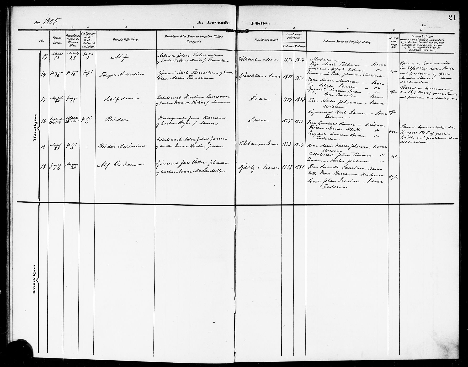 Vestby prestekontor Kirkebøker, AV/SAO-A-10893/G/Gb/L0002: Klokkerbok nr. II 2, 1903-1914, s. 21