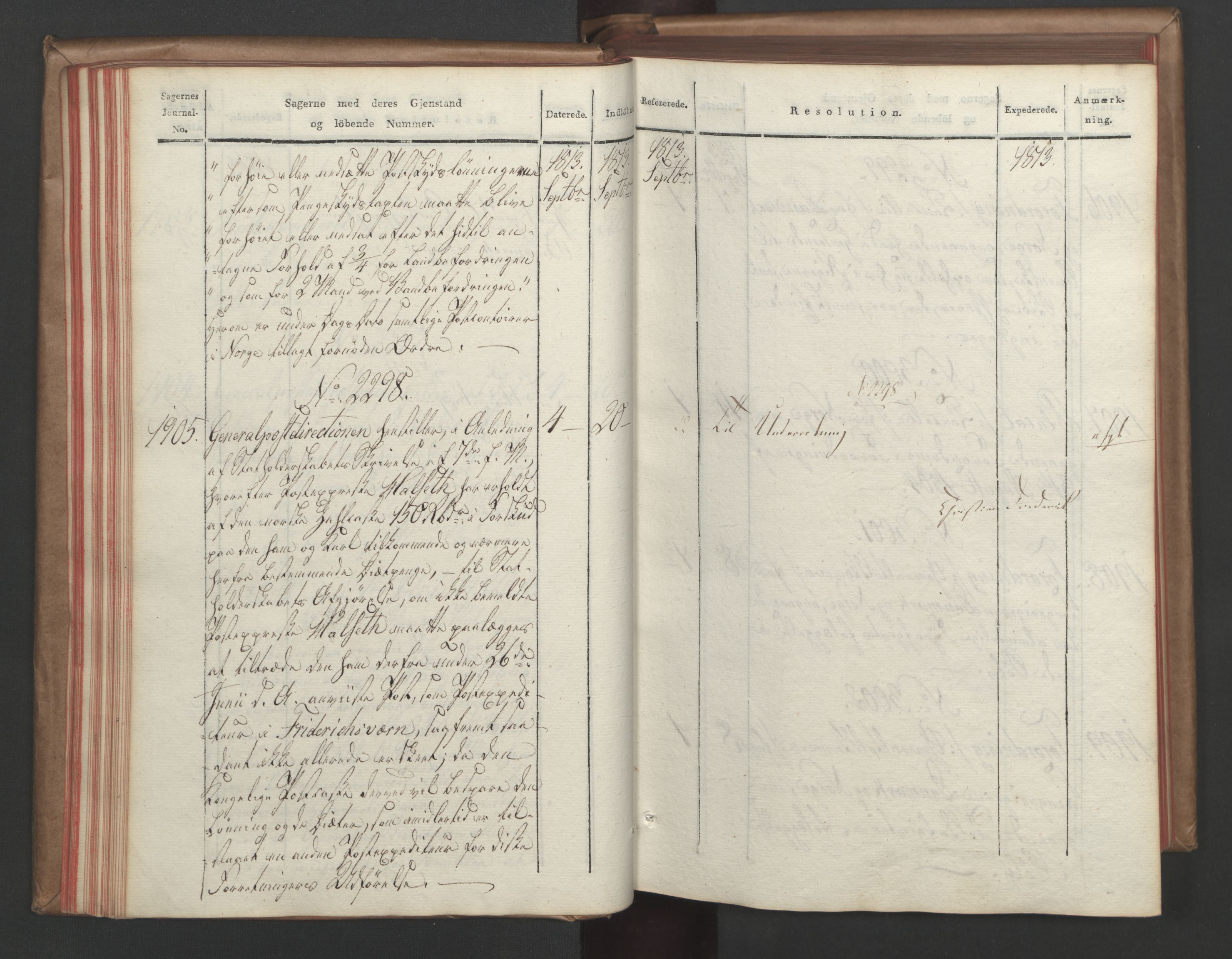Stattholderembetet 1810-1814, 1. kontor (Kontor A), AV/RA-EA-2872/Aa/L0005: Kollegial referatprotokoll,  j.nr. 1850-2054,  l.nr. 2241-3167, 1813-1814, s. 39