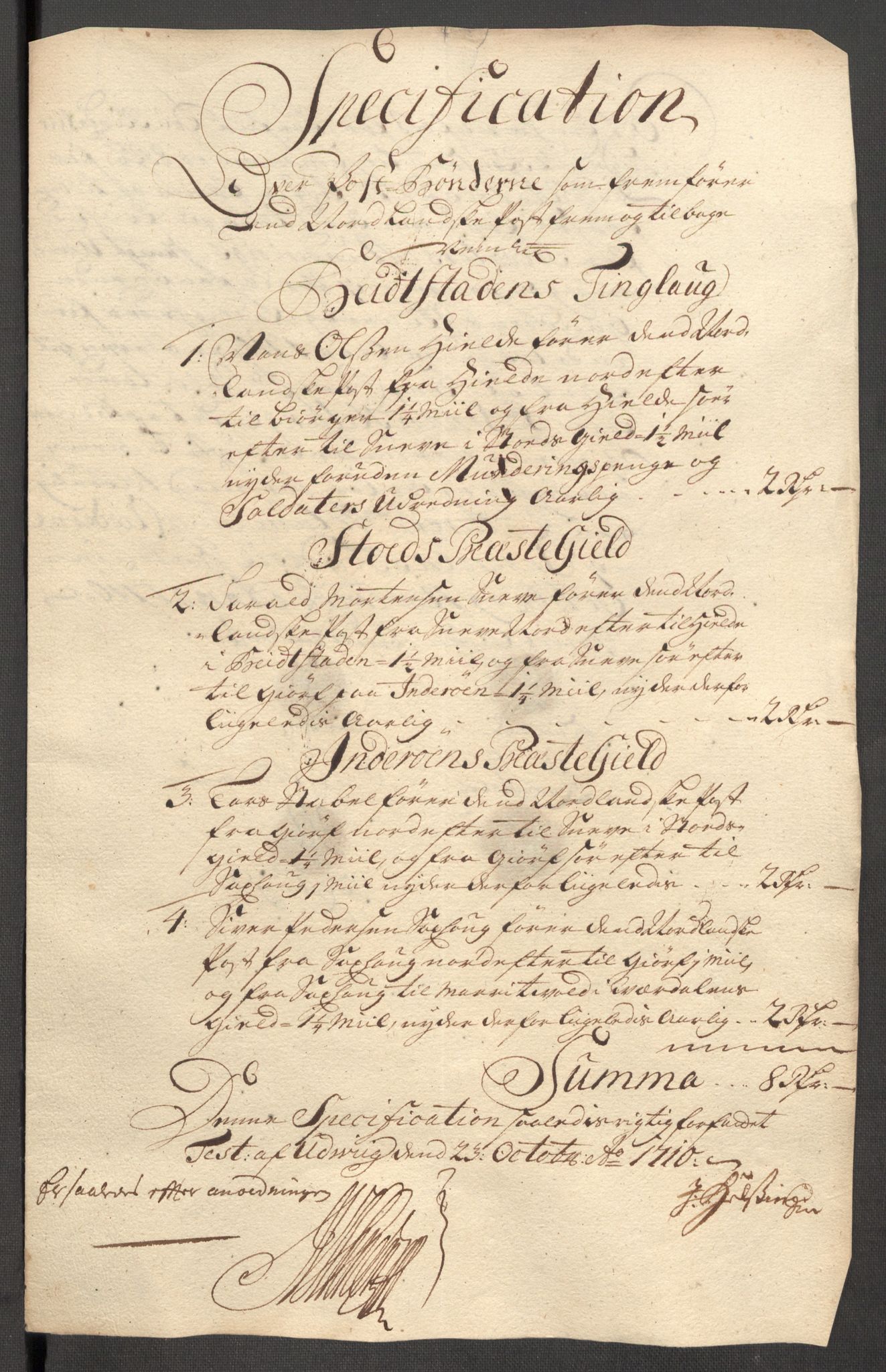 Rentekammeret inntil 1814, Reviderte regnskaper, Fogderegnskap, RA/EA-4092/R63/L4318: Fogderegnskap Inderøy, 1710, s. 314