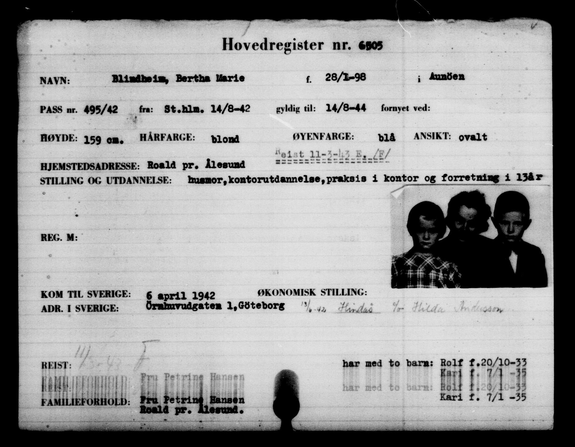 Den Kgl. Norske Legasjons Flyktningskontor, AV/RA-S-6753/V/Va/L0004: Kjesäterkartoteket.  Flyktningenr. 3496-6610, 1940-1945, s. 3563