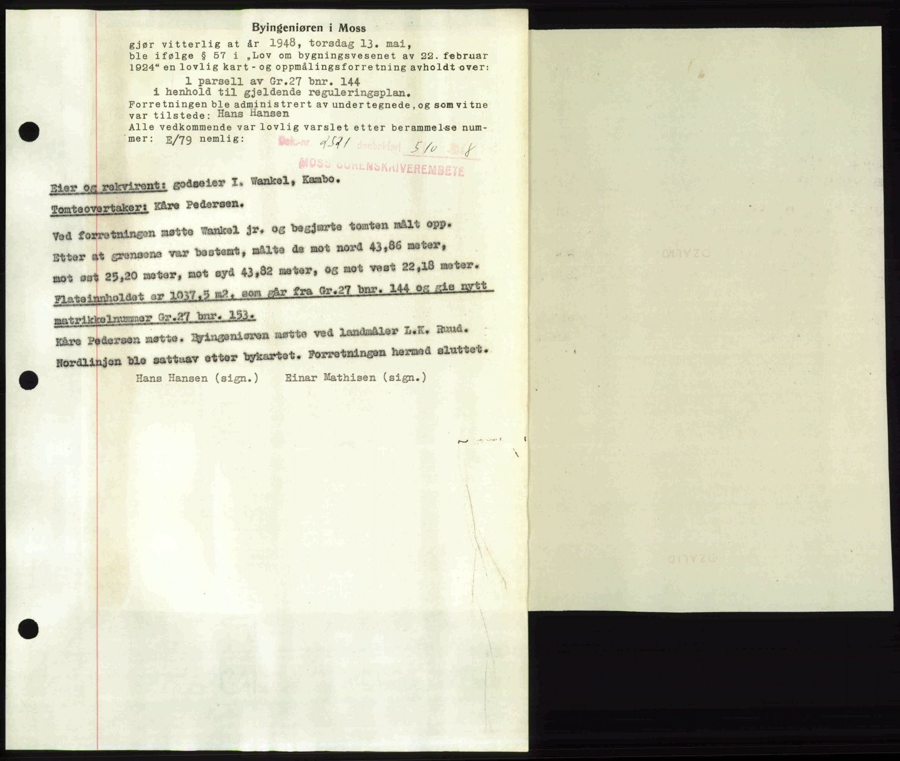 Moss sorenskriveri, SAO/A-10168: Pantebok nr. A20, 1948-1948, Dagboknr: 2521/1948